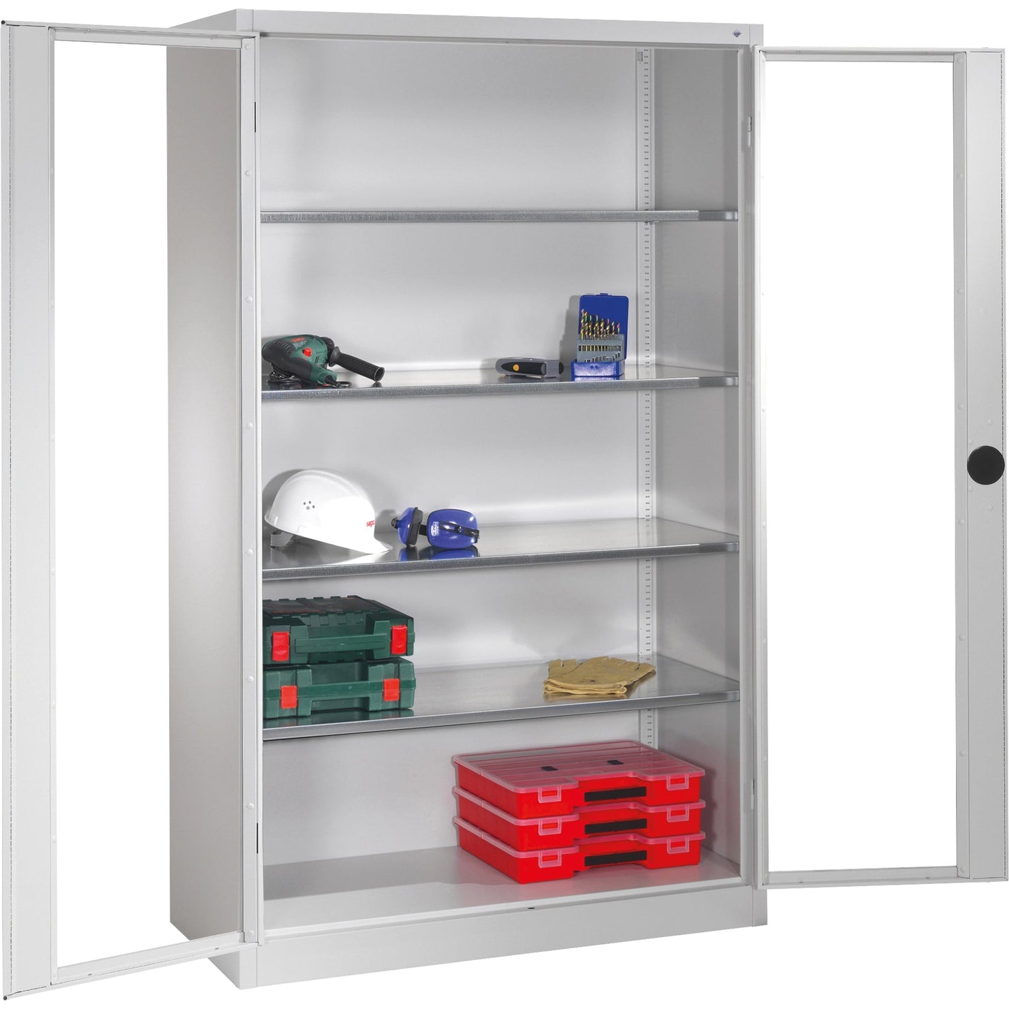 C+P Werkzeugschrank Serie 89 1.200 x 1.950 x 500 mm (B x H x T) Stahl, lackiert Farbe der Front: lichtgrau Farbe des Korpus: lichtgrau