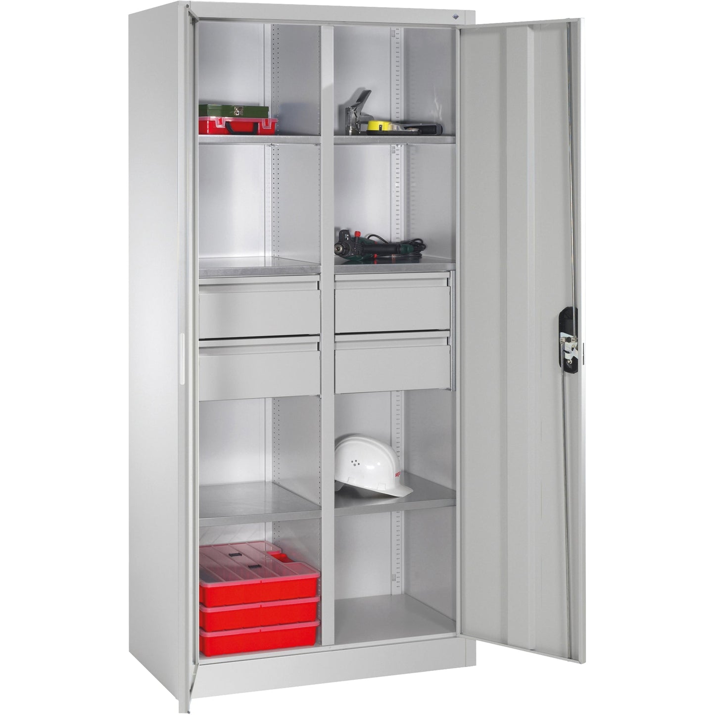 C+P Werkzeugschrank 930 x 1.950 x 500 mm (B x H x T) Stahl, lackiert Farbe der Front: lichtgrau Farbe des Korpus: lichtgrau