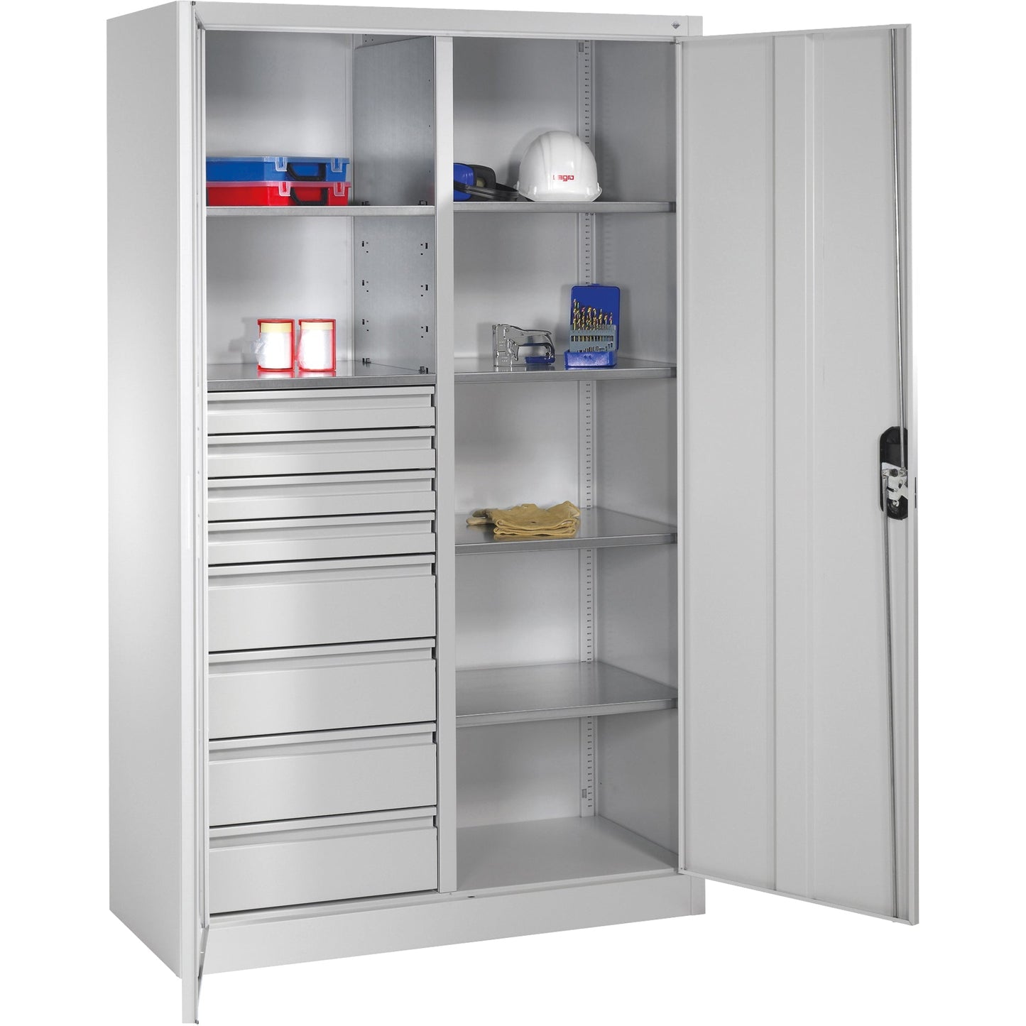 C+P Werkzeugschrank 1.200 x 1.950 x 500 mm (B x H x T) Stahl, lackiert Farbe der Front: lichtgrau Farbe des Korpus: lichtgrau