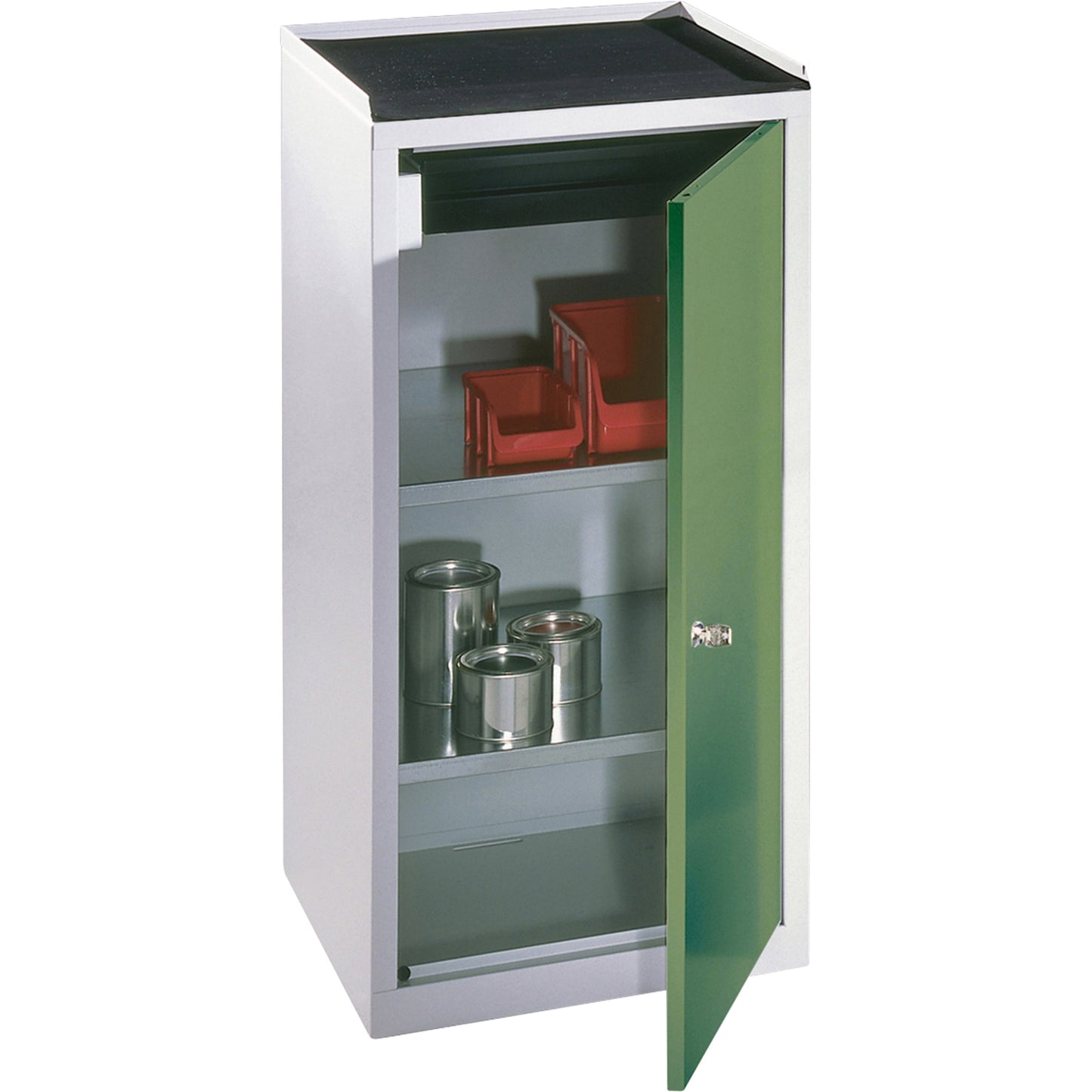 C+P Werkzeugschrank Serie 89 500 x 1.000 x 500 mm (B x H x T) inkl. Gummiriefenmatte Stahl, lackiert Farbe der Front: resedagrün Farbe des Korpus: lichtgrau