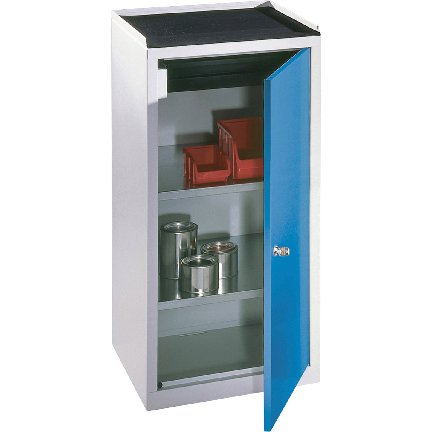 C+P Werkzeugschrank Serie 89 500 x 1.000 x 500 mm (B x H x T) inkl. Gummiriefenmatte Stahl, lackiert Farbe der Front: lichtblau Farbe des Korpus: lichtgrau