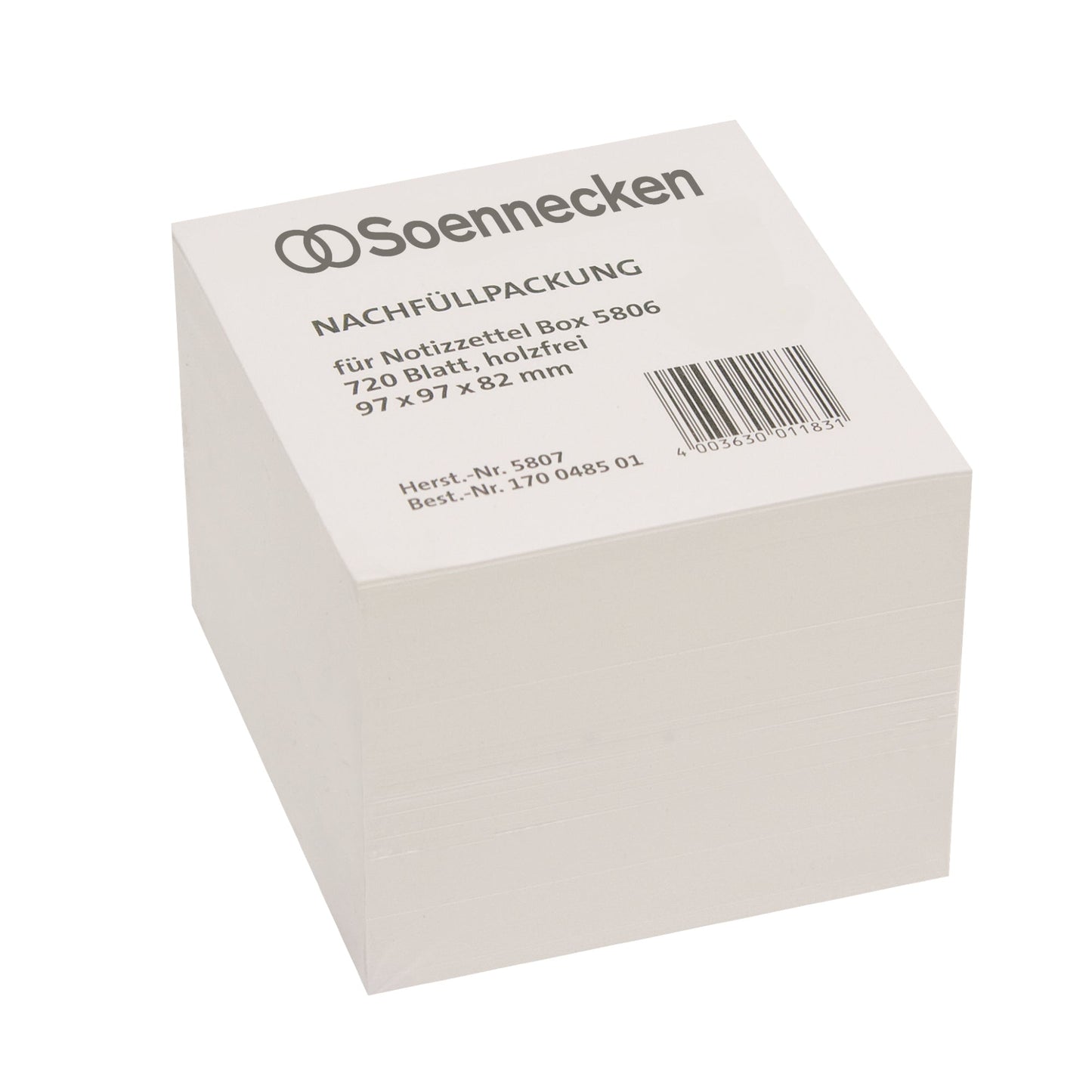 Soennecken Zettelboxeinlage 9,7 x 9,7 cm (B x H) 80g/m² holzfrei weiß 720 Bl./Pack.