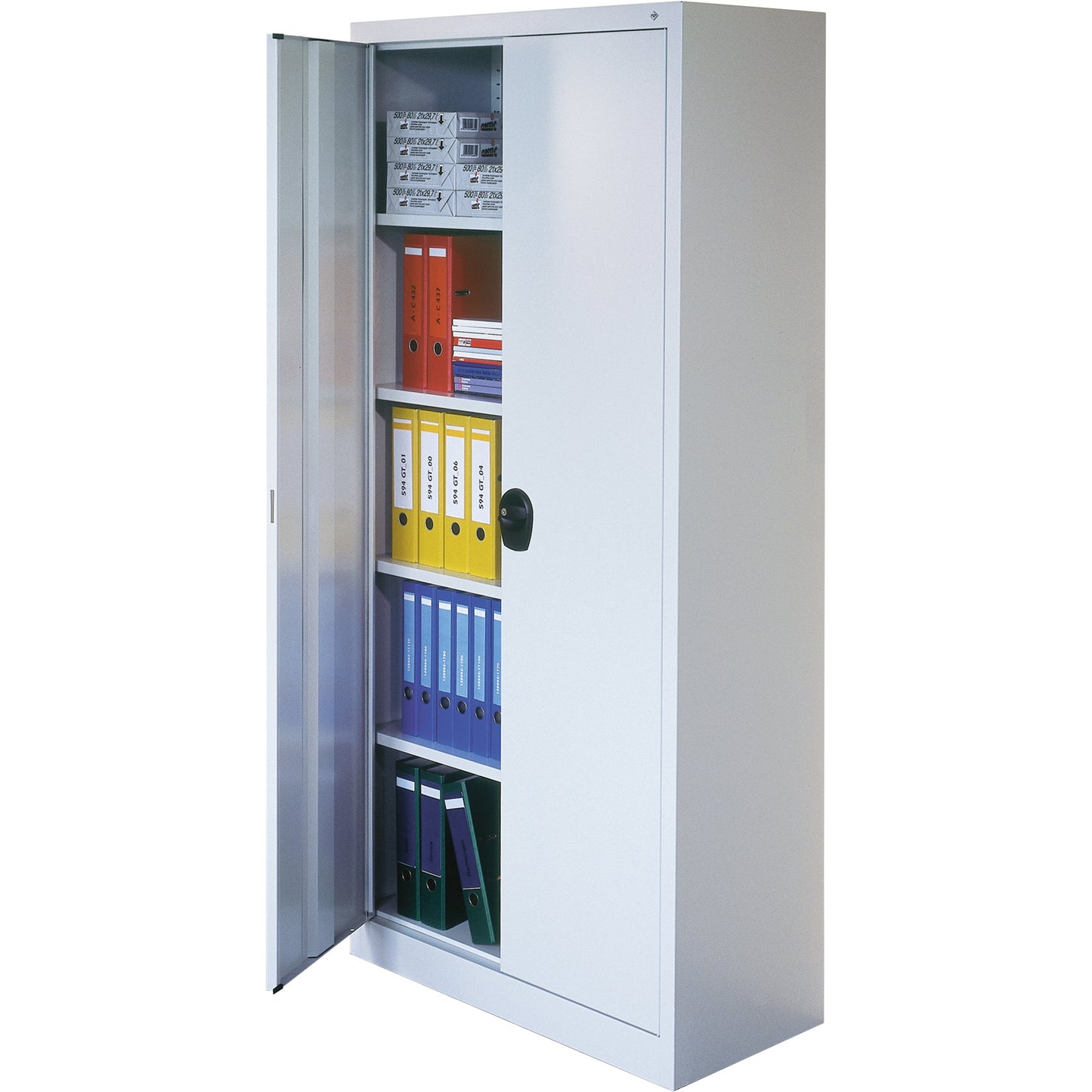 C+P Flügeltürenschrank 935 x 1.950 x 400 mm (B x H x T) 4 Fachböden Stahl Farbe: lichtgrau