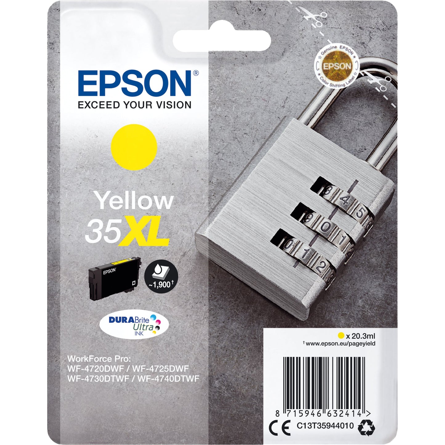 Epson Tintenpatrone Originalzubehör 35XL ca. 1.900 Seiten gelb 20,3ml