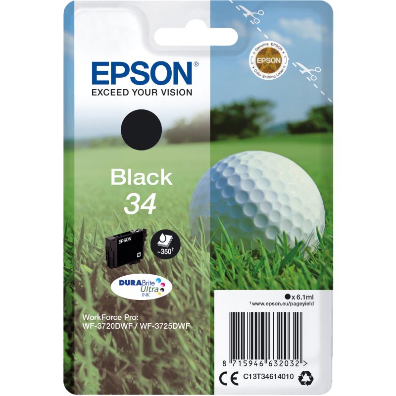 Epson Tintenpatrone Originalzubehör 34 ca. 350 Seiten schwarz 6,1ml