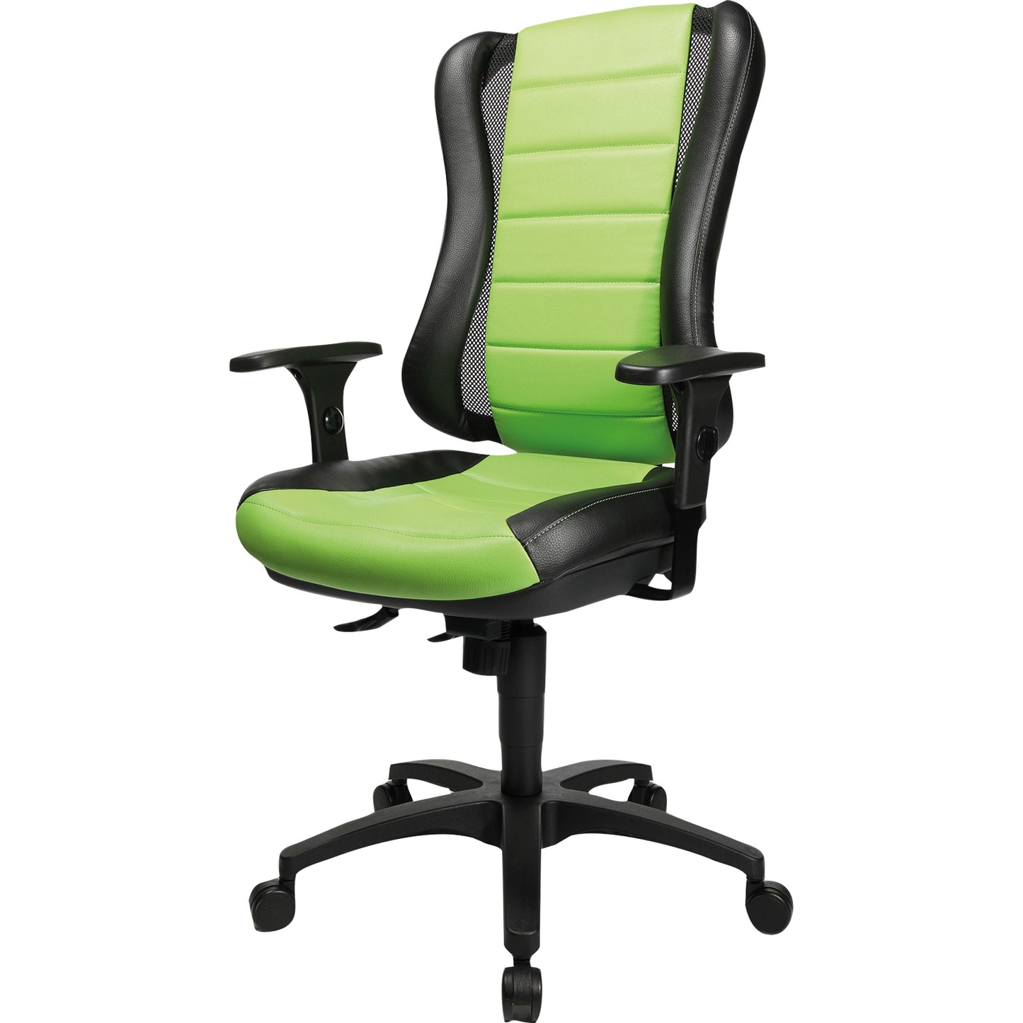 TOPSTAR Bürodrehstuhl Head Point RS 42-53cm Punktsynchronmechanik Rolle hart gebremst (für Teppichboden) Polyamid schwarz/grün
