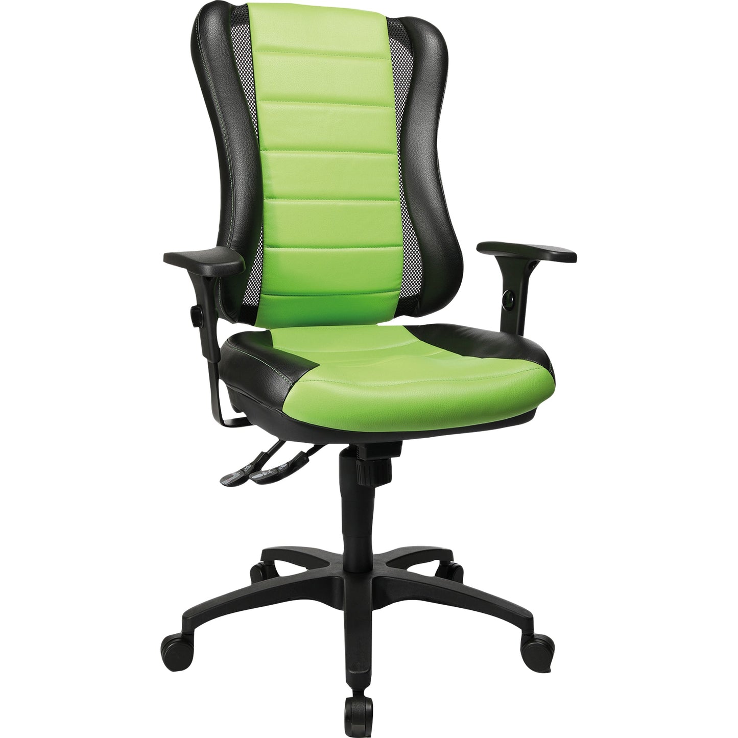 TOPSTAR Bürodrehstuhl Head Point RS 42-53cm Punktsynchronmechanik Rolle hart gebremst (für Teppichboden) Polyamid schwarz/grün