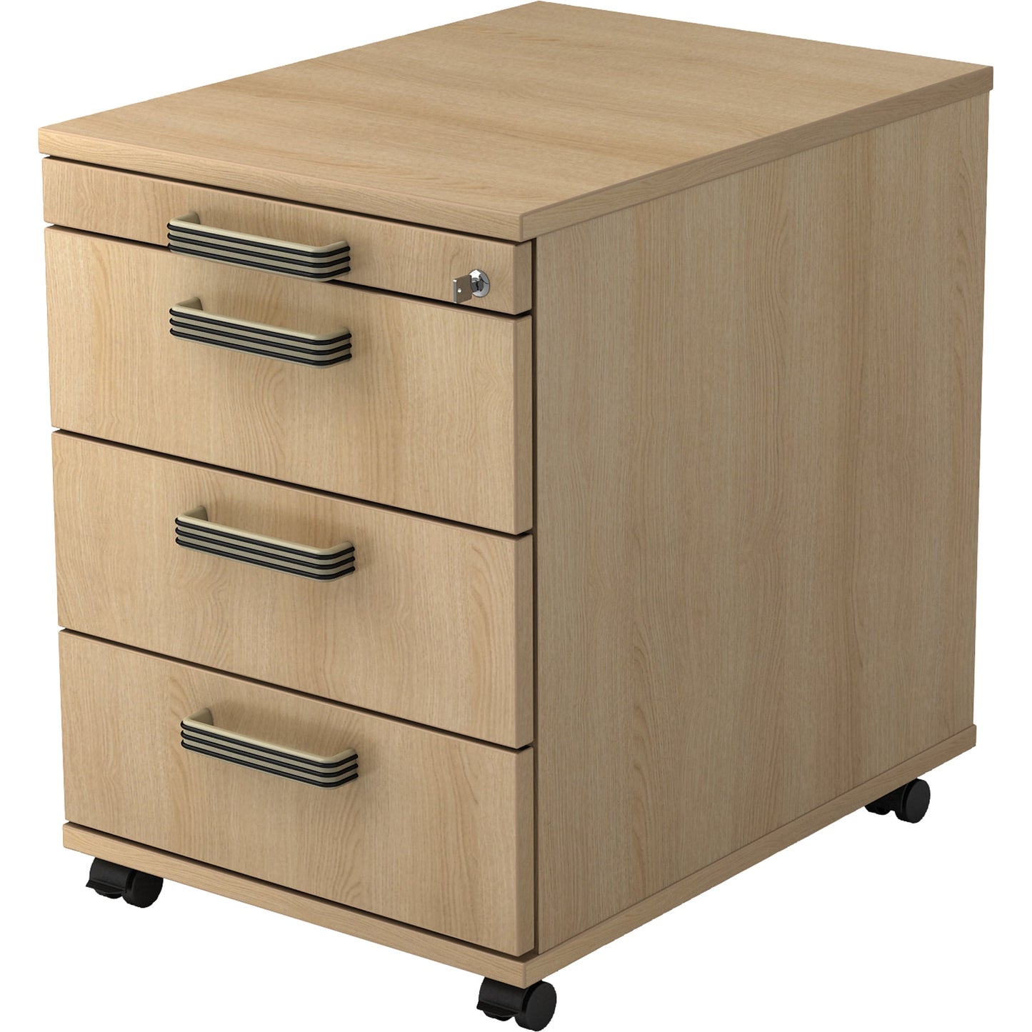 Hammerbacher Rollcontainer Solid 428 x 590 x 580 mm (B x H x T) 4 Schubladen Spanplatte, melaminharzbeschichtet eiche eiche