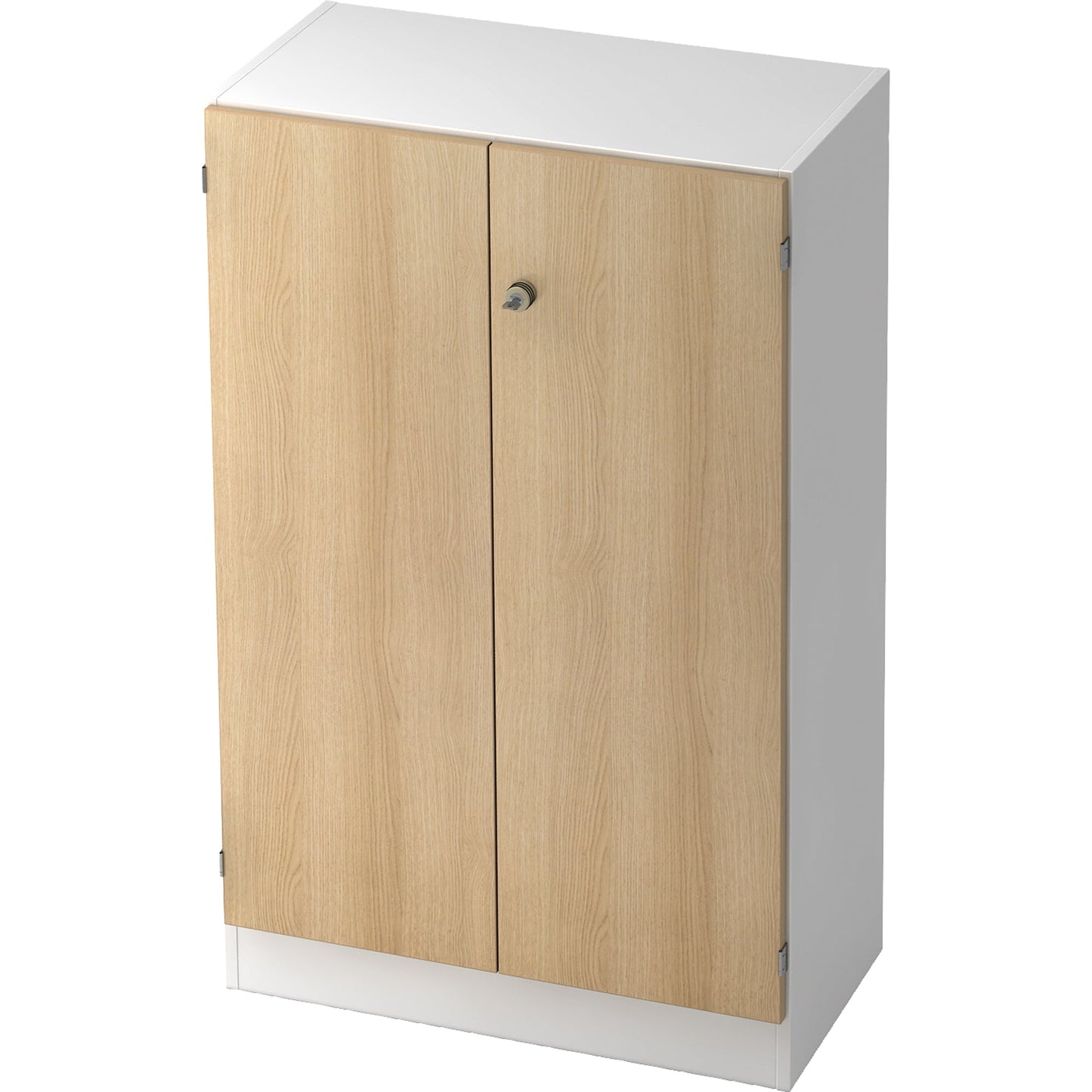 Hammerbacher Flügeltürenschrank 800 x 1.270 x 420 mm (B x H x T) 2 Fachböden Spanplatte Farbe der Front: weiß Farbe des Korpus: eiche