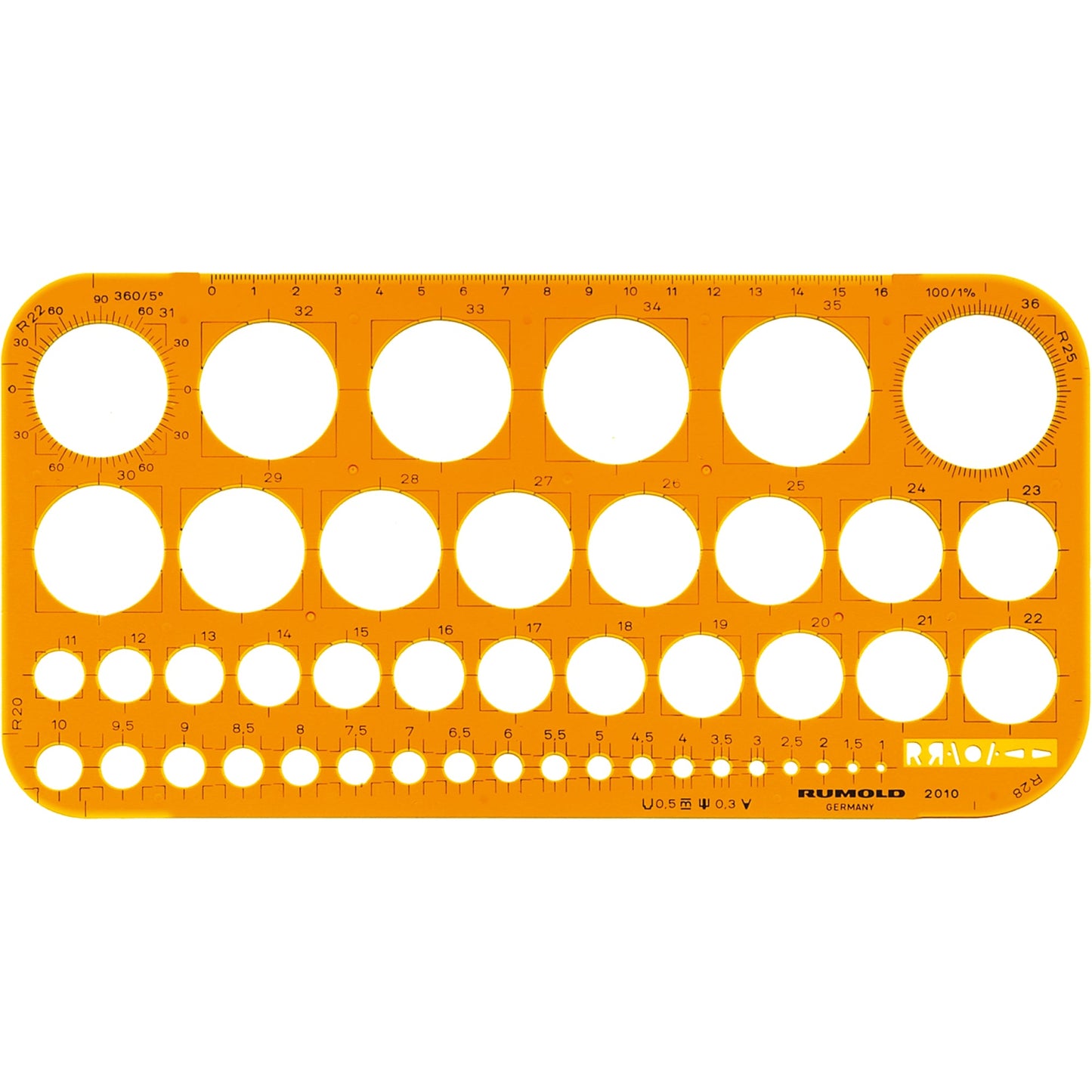 RUMOLD Zeichenschablone 26 x 13 cm (B x H) Kunststoff orange