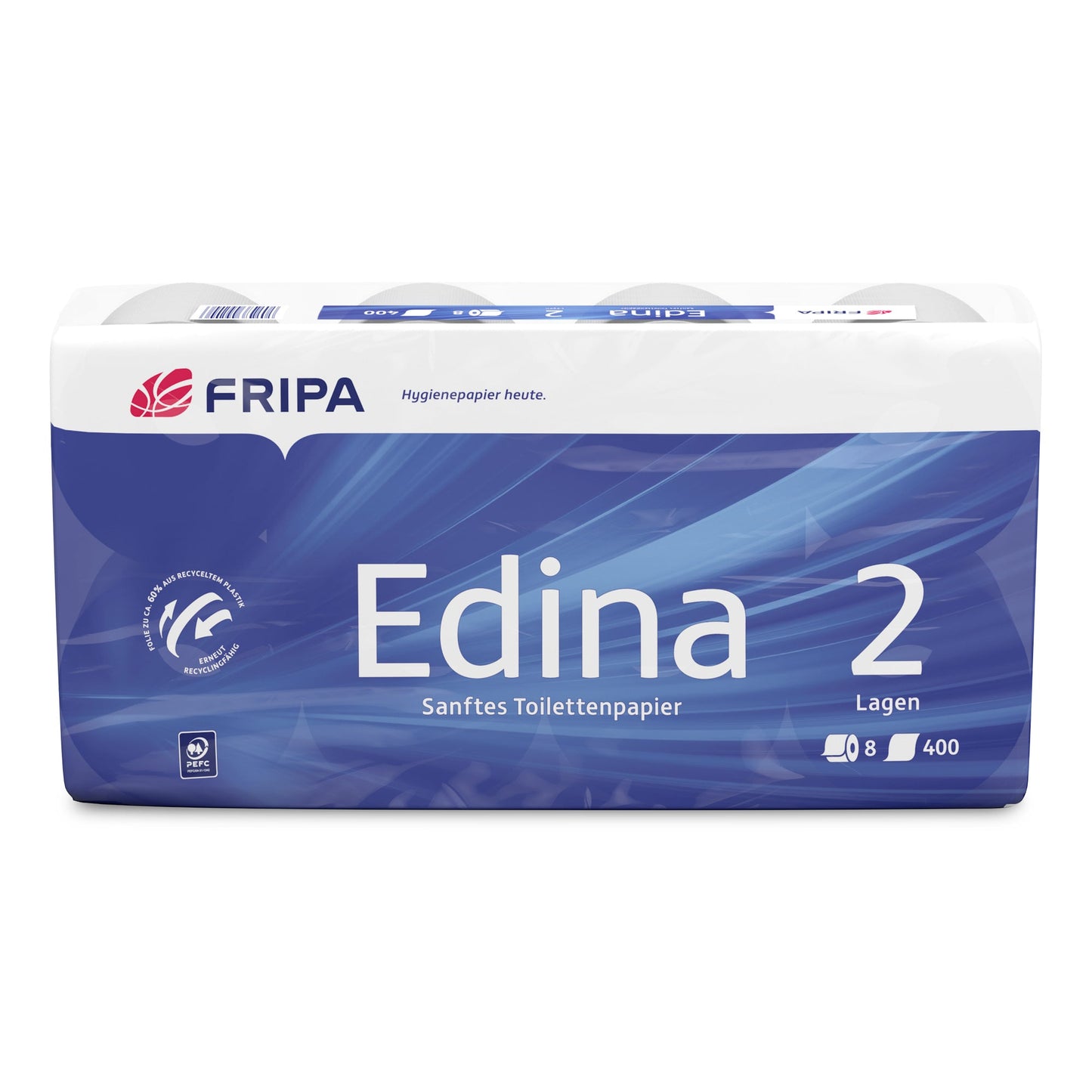 Fripa Toilettenpapier Edina 2-lagig hochweiß 400 Bl./Rl. 8 Rl./Pack.