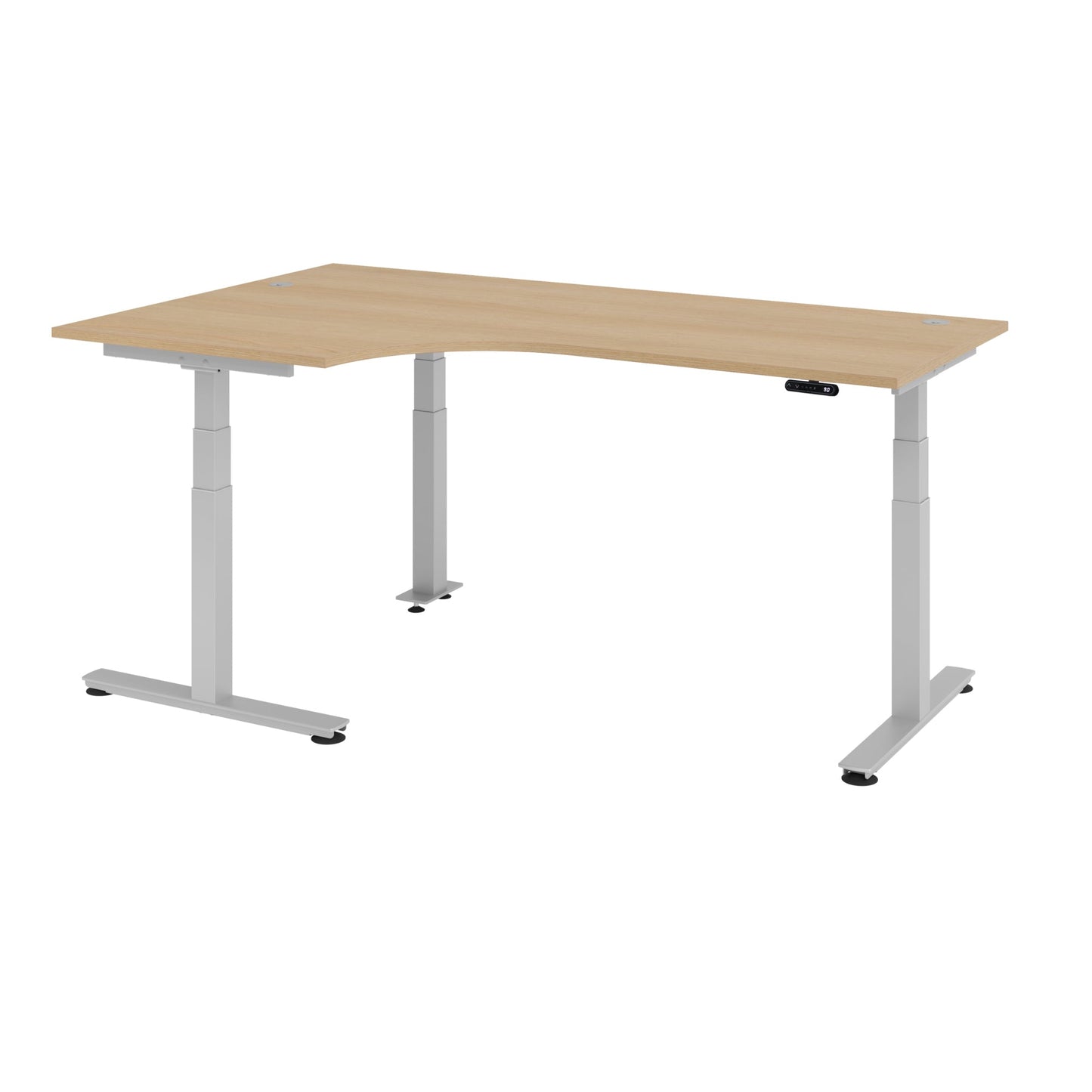 Hammerbacher Schreibtisch Maße: 2.000 x 630-1.270 x 1.200 mm (B x H x T) Spanplatte eiche