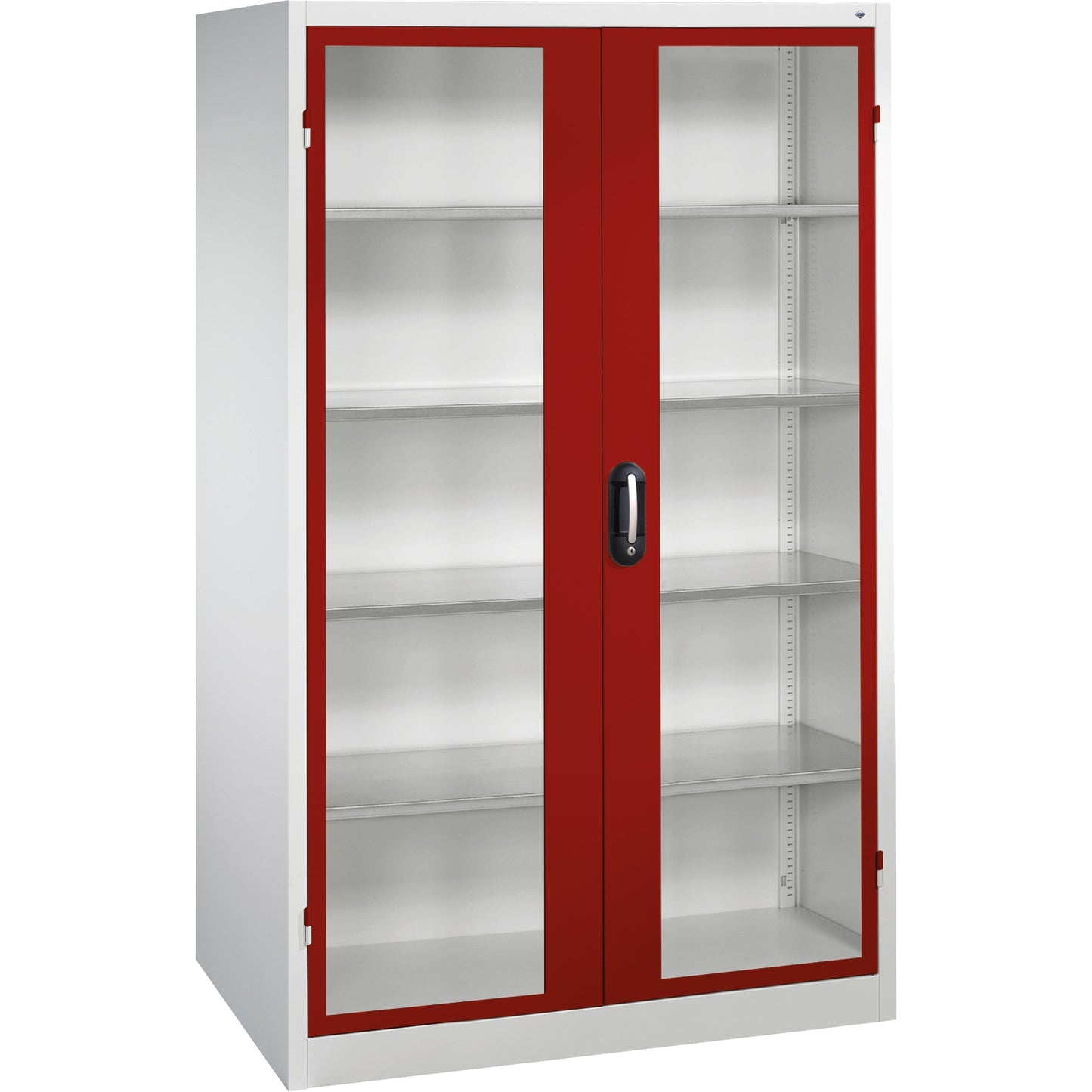 C+P Werkzeugschrank Serie 89 1.200 x 1.950 x 600 mm (B x H x T) Stahl, lackiert Farbe der Front: rubinrot Farbe des Korpus: lichtgrau