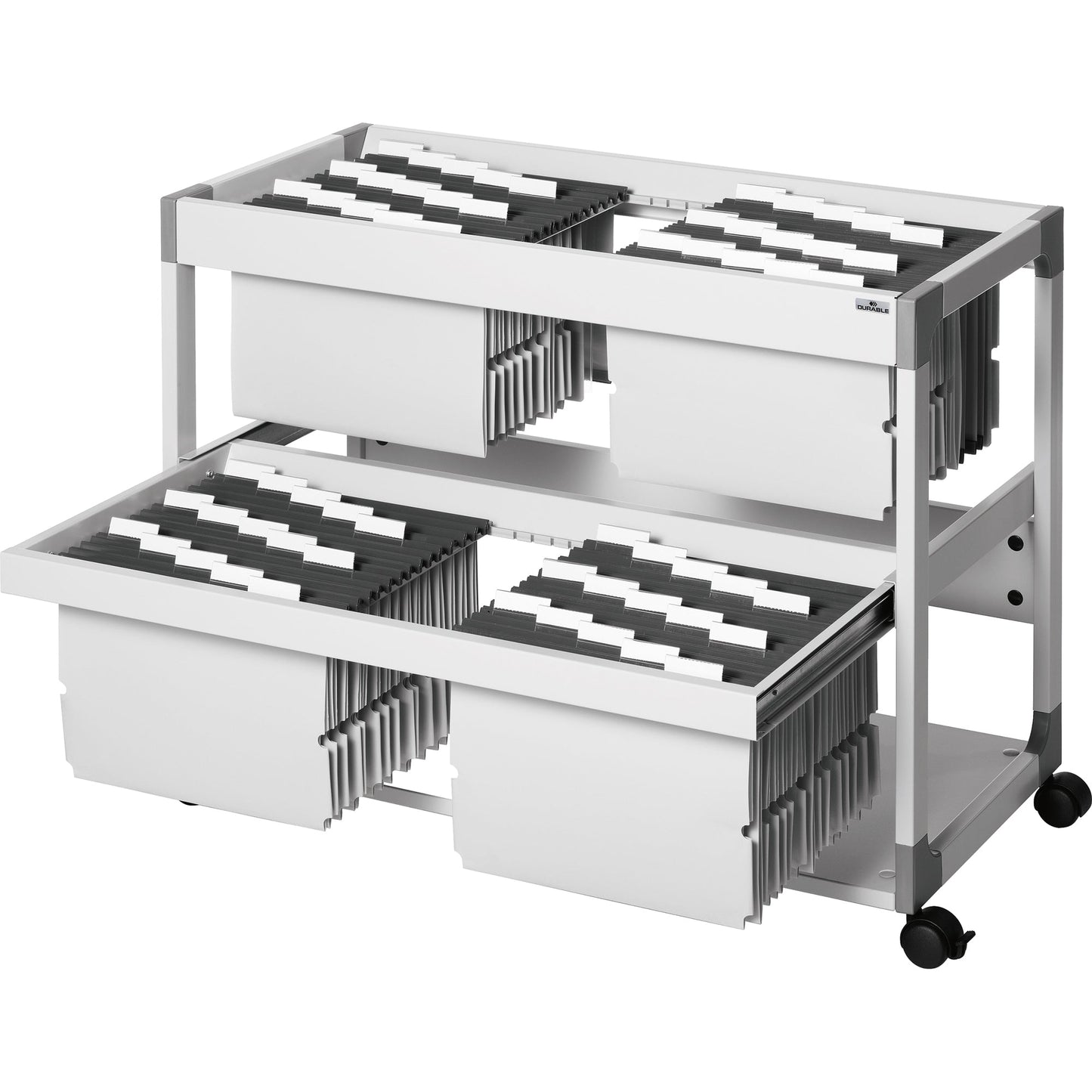 DURABLE Hängemappenwagen SYSTEM FILE TROLLEY 200 MULTI DUO 89,7 x 71,5 x 43,2 cm (B x H x T) Metall, Stahl (epoxidharzbeschichtet), Holz (melaminbeschichtet), Polyamid, Polypropylen grau