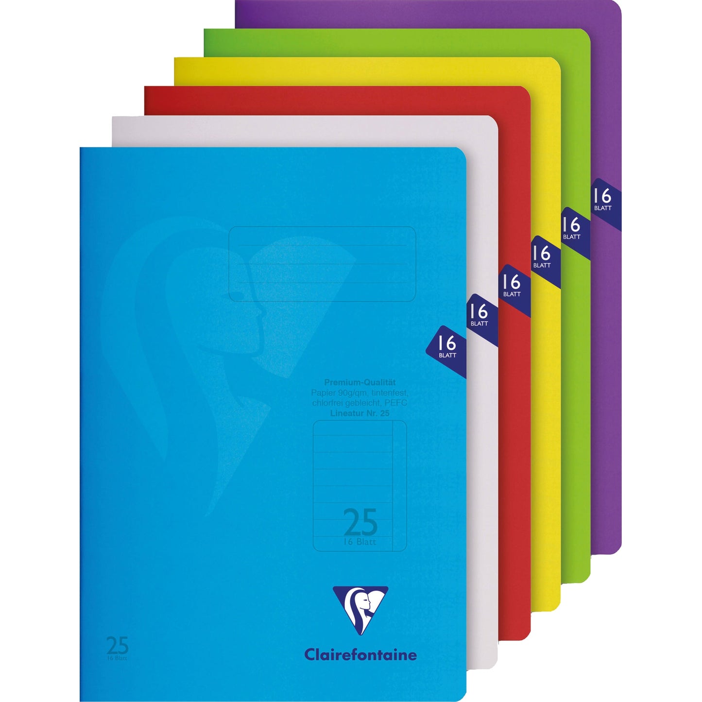 Clairefontaine Schulheft S'coolbook DIN A4 liniert mit Rand 25 16 Bl.