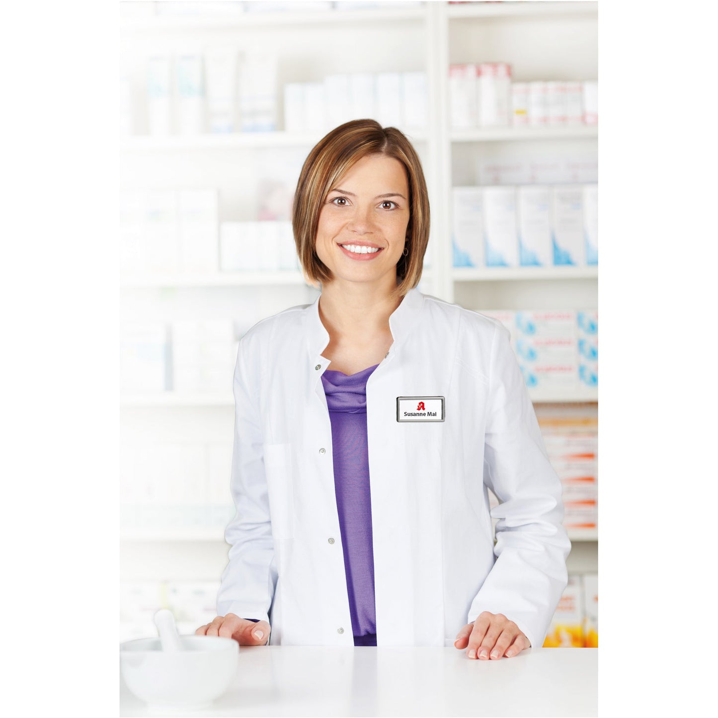 UNISTO Namensschild Top S5 66 x 26 mm (B x H) inkl. A4 Etikettenbogen Sicherheitsnadel, Clip 10 St./Pack.