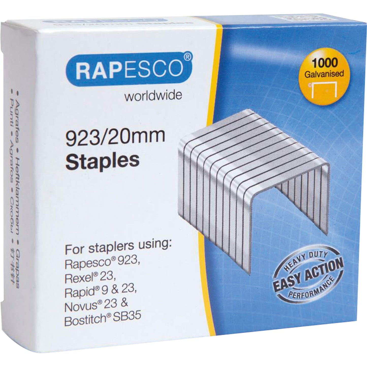 RAPESCO Heftklammer 923/20 Rapesco® 923, Rapid® 9, -23, Rexel® 23, Novus® 23, Bostitch® SB35 1.000 St./Pack.