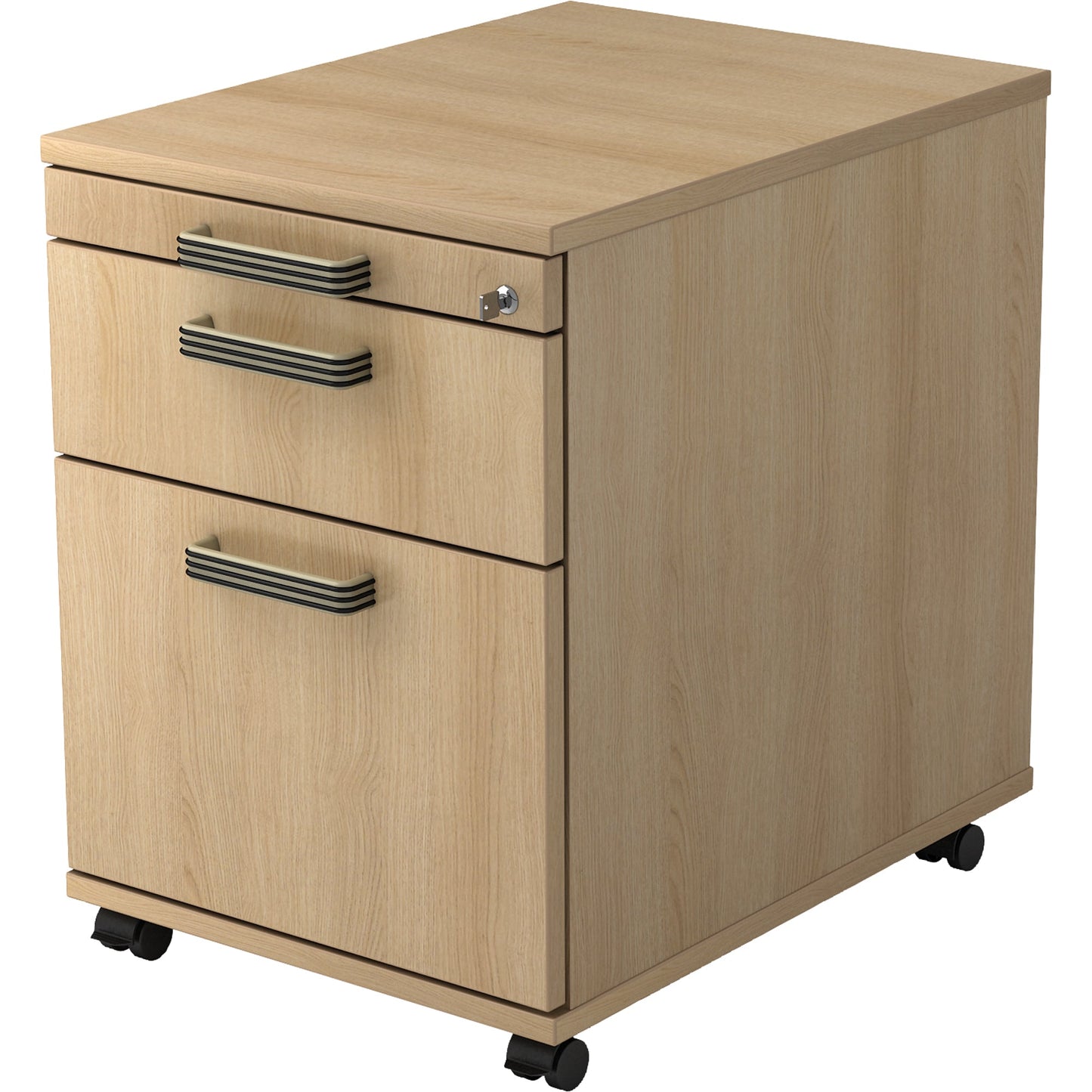 Hammerbacher Rollcontainer Solid 428 x 590 x 580 mm (B x H x T) 3 Schubladen Holz, melaminharzbeschichtet eiche eiche