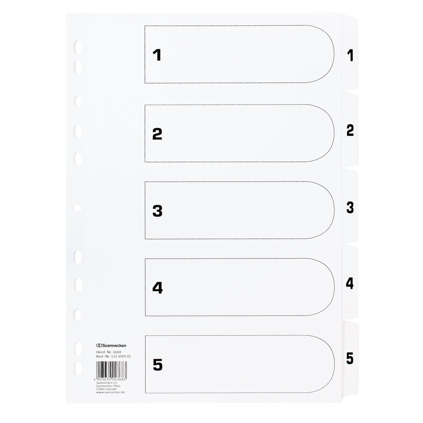 Soennecken Zahlenregister DIN A4 170g/m² 1-5 Karton weiß