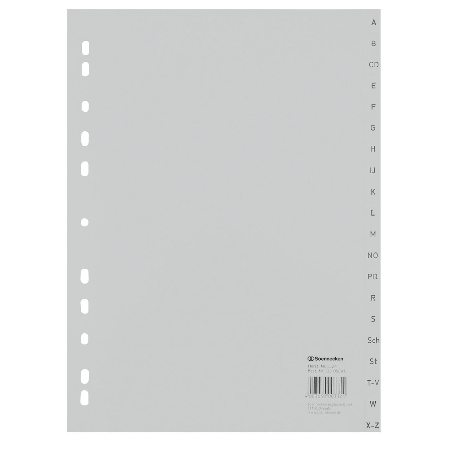 Soennecken A-Z Register DIN A4 Polypropylen grau 20 Registerblätter