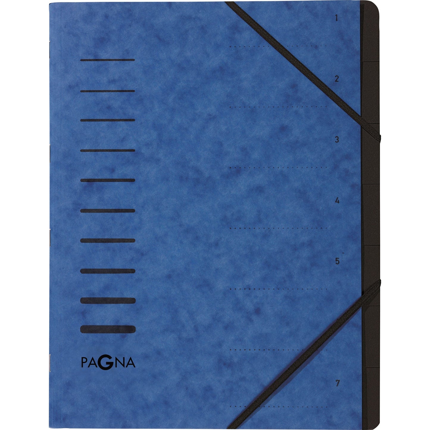PAGNA Ordnungsmappe DIN A4 240g/m² Pressspankarton Farbe: blau Farbe des Fächerblocks: schwarz 7 Fächer