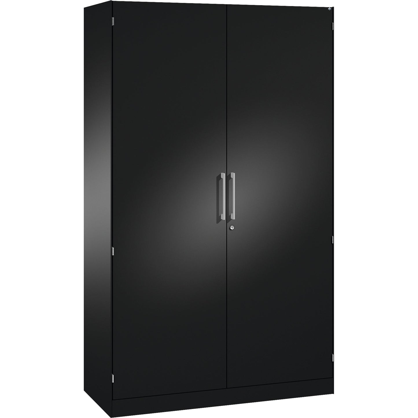 C+P Flügeltürenschrank Asisto 1.200 x 1.980 x 435 mm (B x H x T) 4 Fachböden Stahl Farbe der Front: schwarzgrau Farbe des Korpus: schwarzgrau