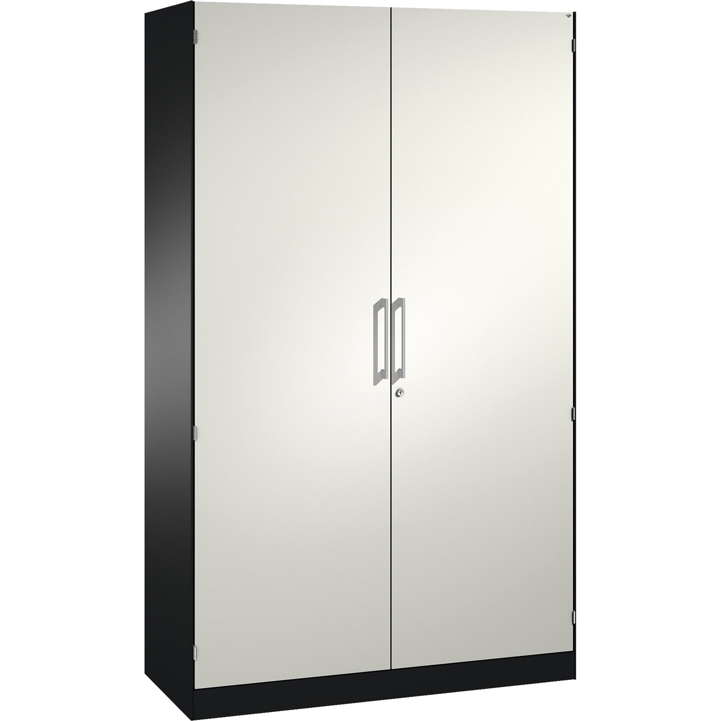 C+P Flügeltürenschrank Asisto 1.200 x 1.980 x 435 mm (B x H x T) 4 Fachböden Stahl Farbe der Front: verkehrsweiß Farbe des Korpus: schwarzgrau