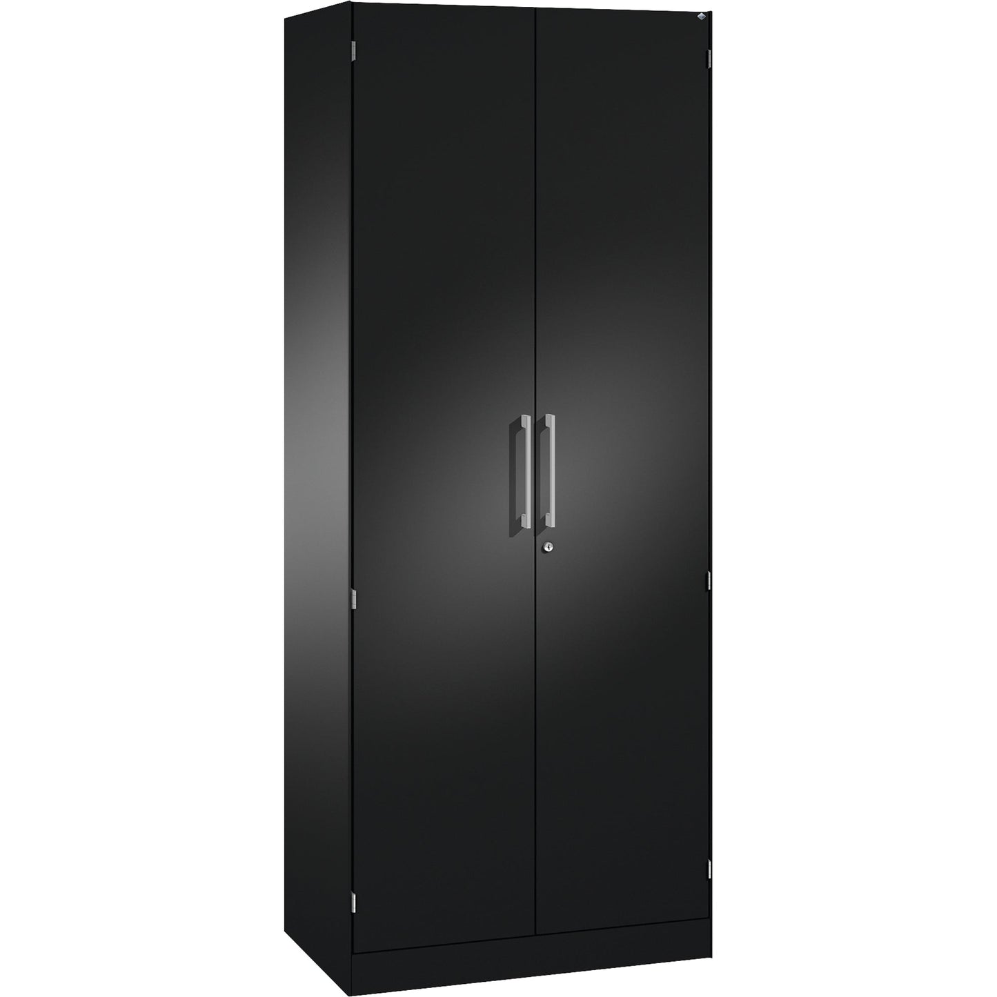 C+P Flügeltürenschrank Asisto 800 x 1.980 x 435 mm (B x H x T) 4 Fachböden Stahl Farbe der Front: schwarzgrau Farbe des Korpus: schwarzgrau