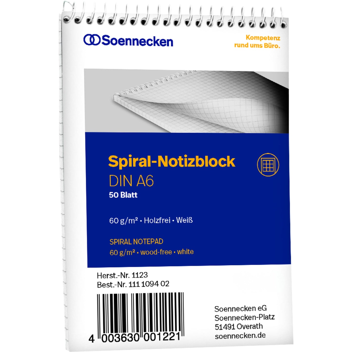 Soennecken Notizblock DIN A6 kariert 50 Bl.