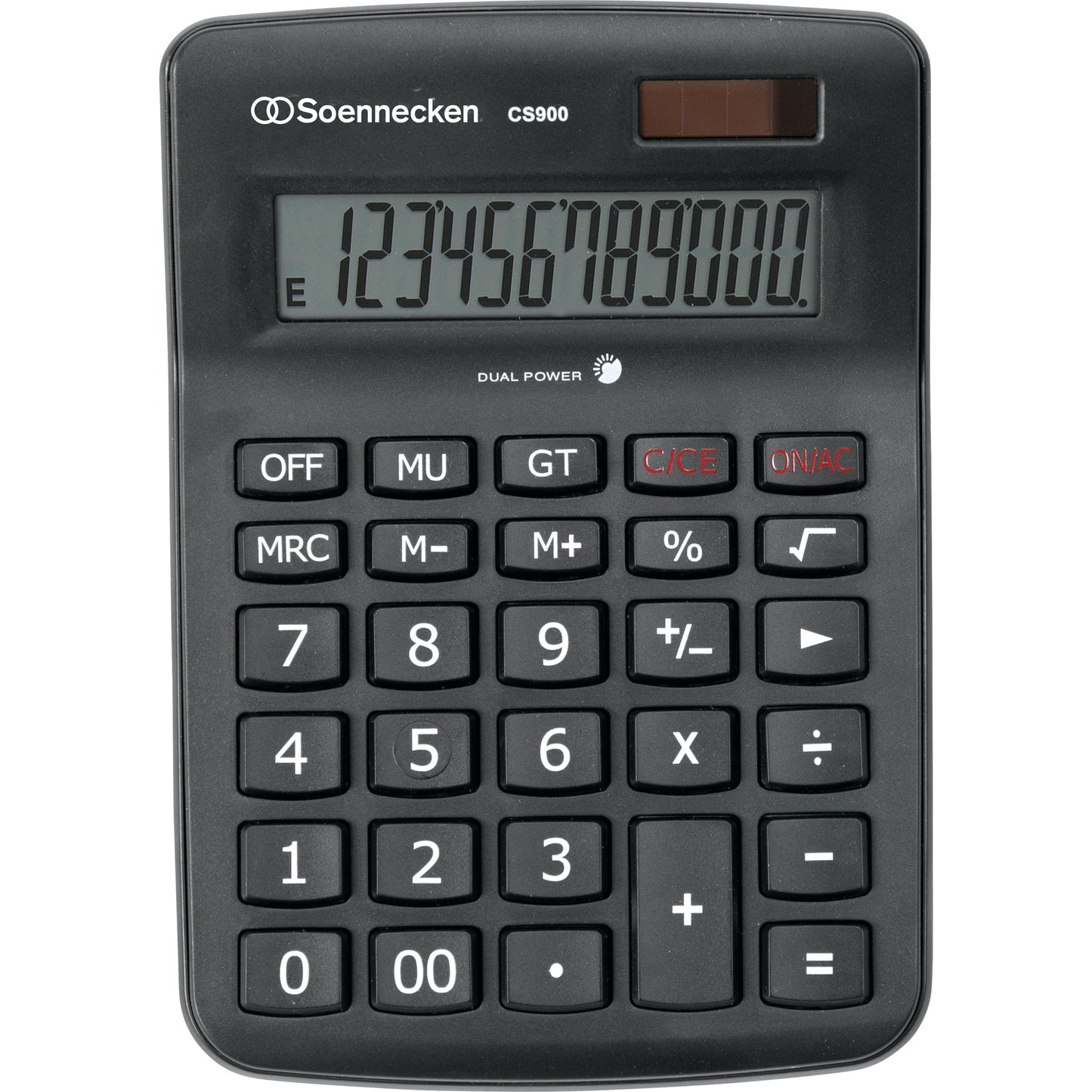 Soennecken Tischrechner CS900 143 x 46 x 206 mm (B x H x T) Batterie, Solar-Energie schwarz