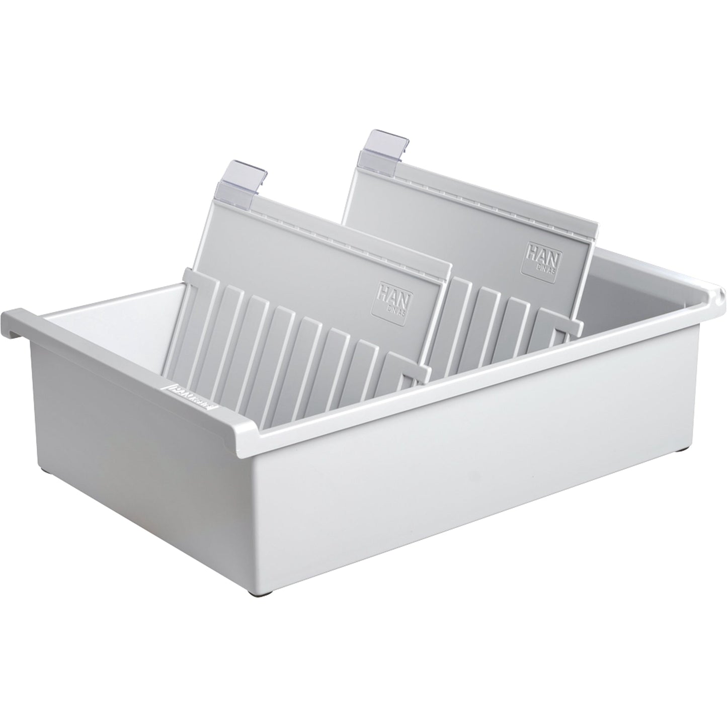 HAN Karteitrog 22,8 x 9,6 x 34,6 cm (B x H x T) DIN A5 quer 1.300 Karten Polystyrol lichtgrau 2 Stützplatten