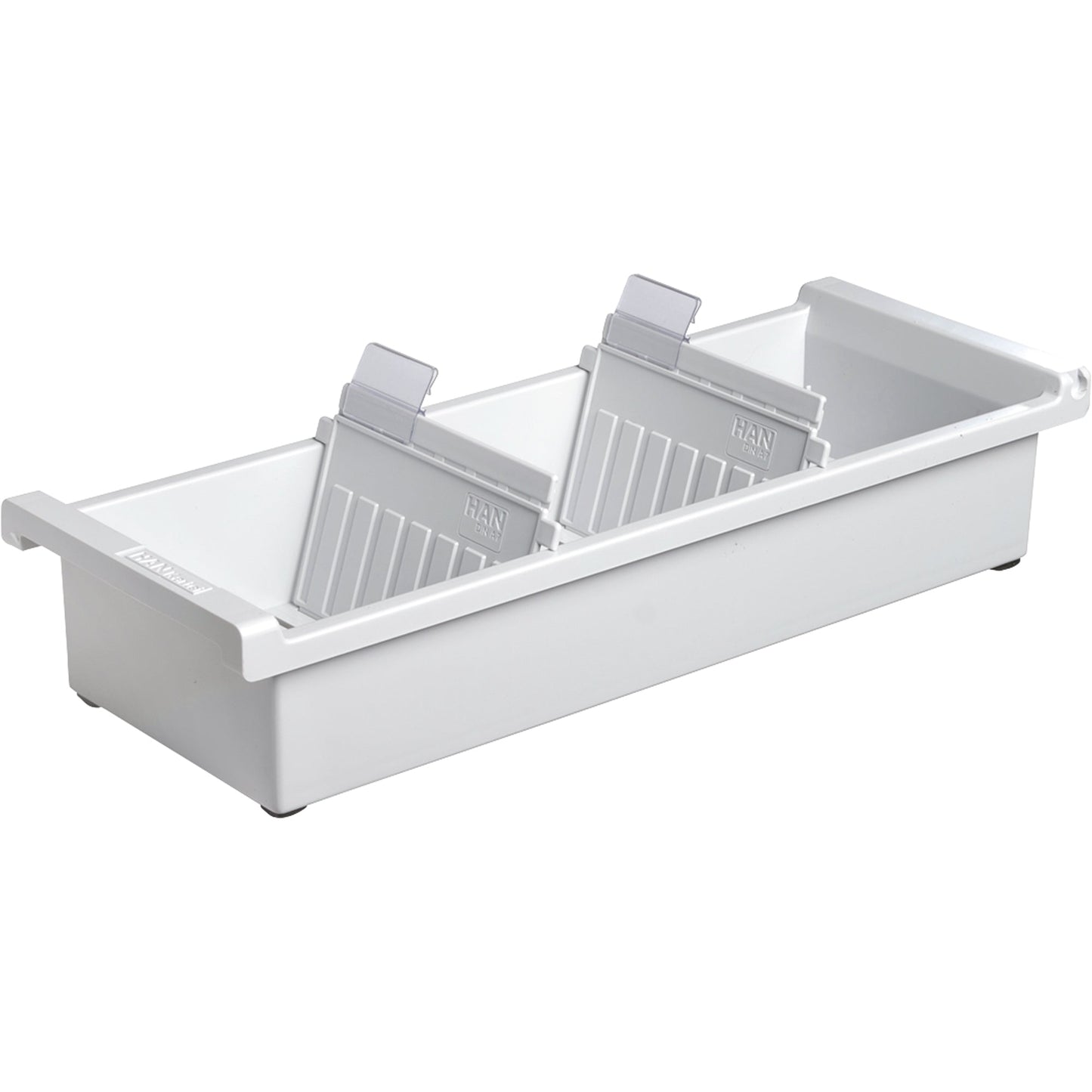 HAN Karteitrog 12,8 x 6,6 x 34,6 cm (B x H x T) DIN A7 quer 1.300 Karten Polystyrol lichtgrau 2 Stützplatten