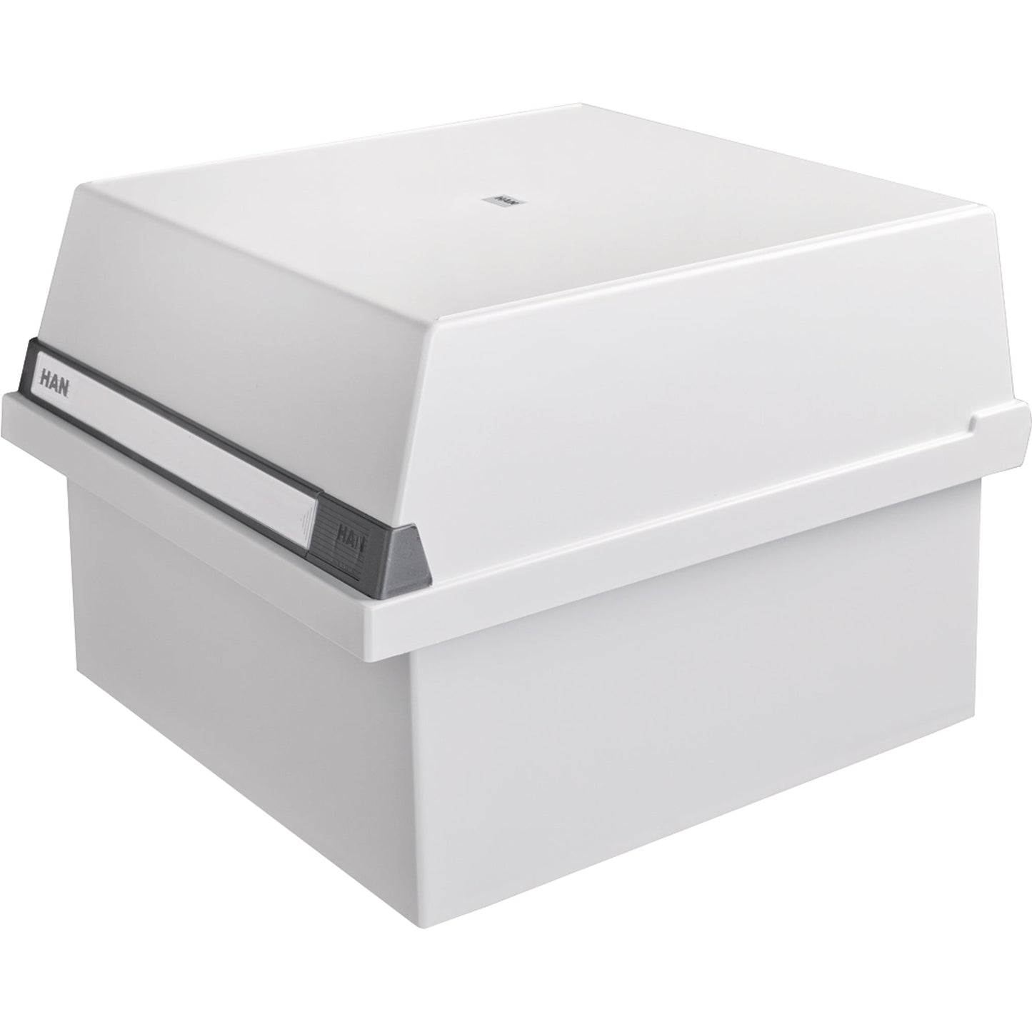 HAN Karteikasten 33 x 24,2 x 36,5 cm (B x H x T) DIN A4 quer 1.300 Karten Polystyrol lichtgrau 2 Stützplatten