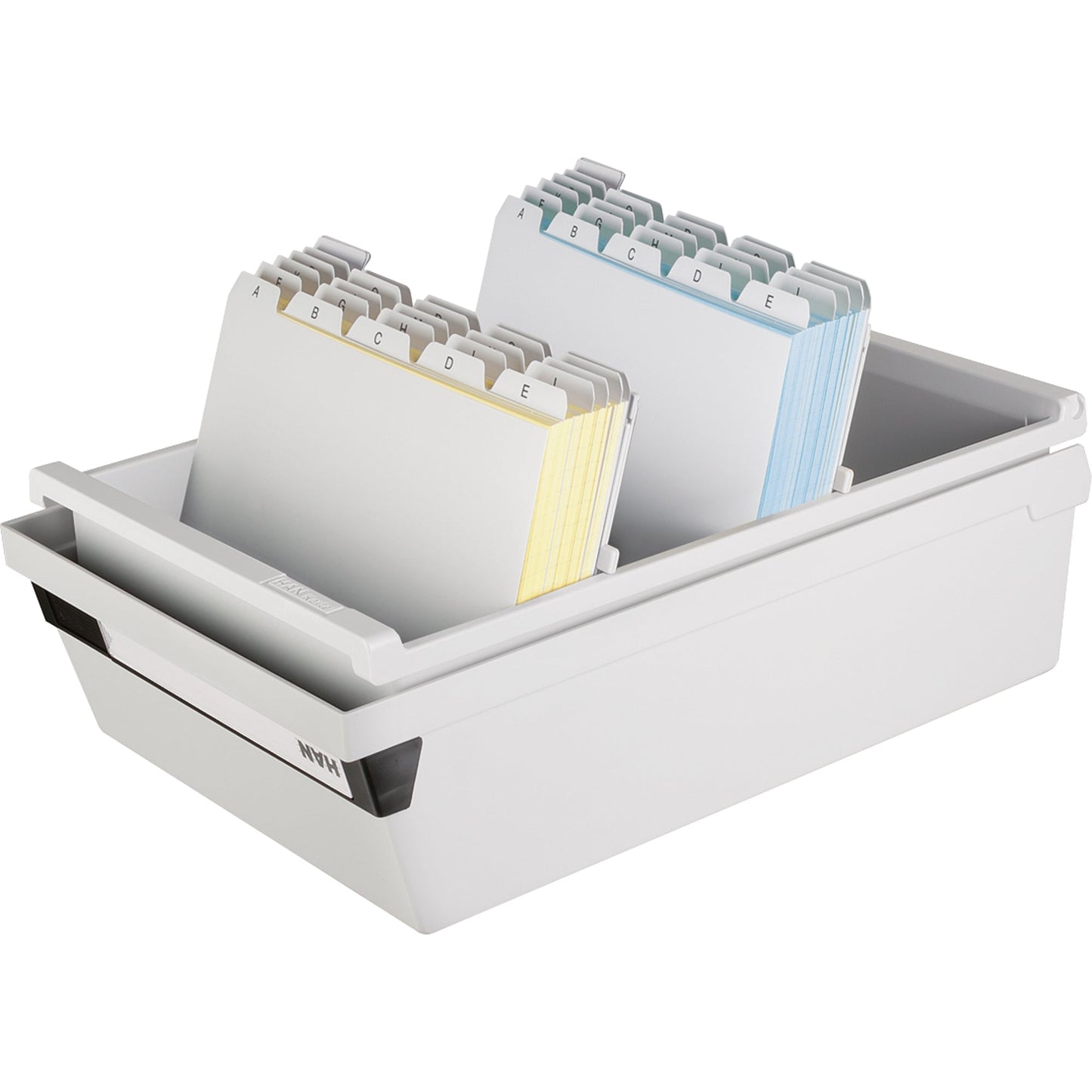 HAN Karteikasten 23,4 x 18 x 36 cm (B x H x T) DIN A5 quer 1.300 Karten Polystyrol lichtgrau 2 Stützplatten