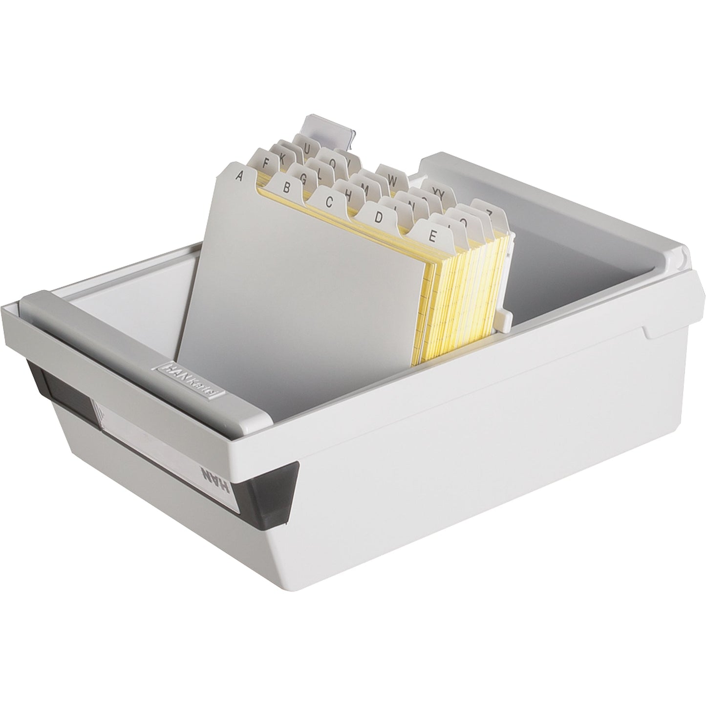 HAN Karteikasten 17,7 x 14 x 25 cm (B x H x T) DIN A6 quer 800 Karten Polystyrol lichtgrau 1 Stützplatte
