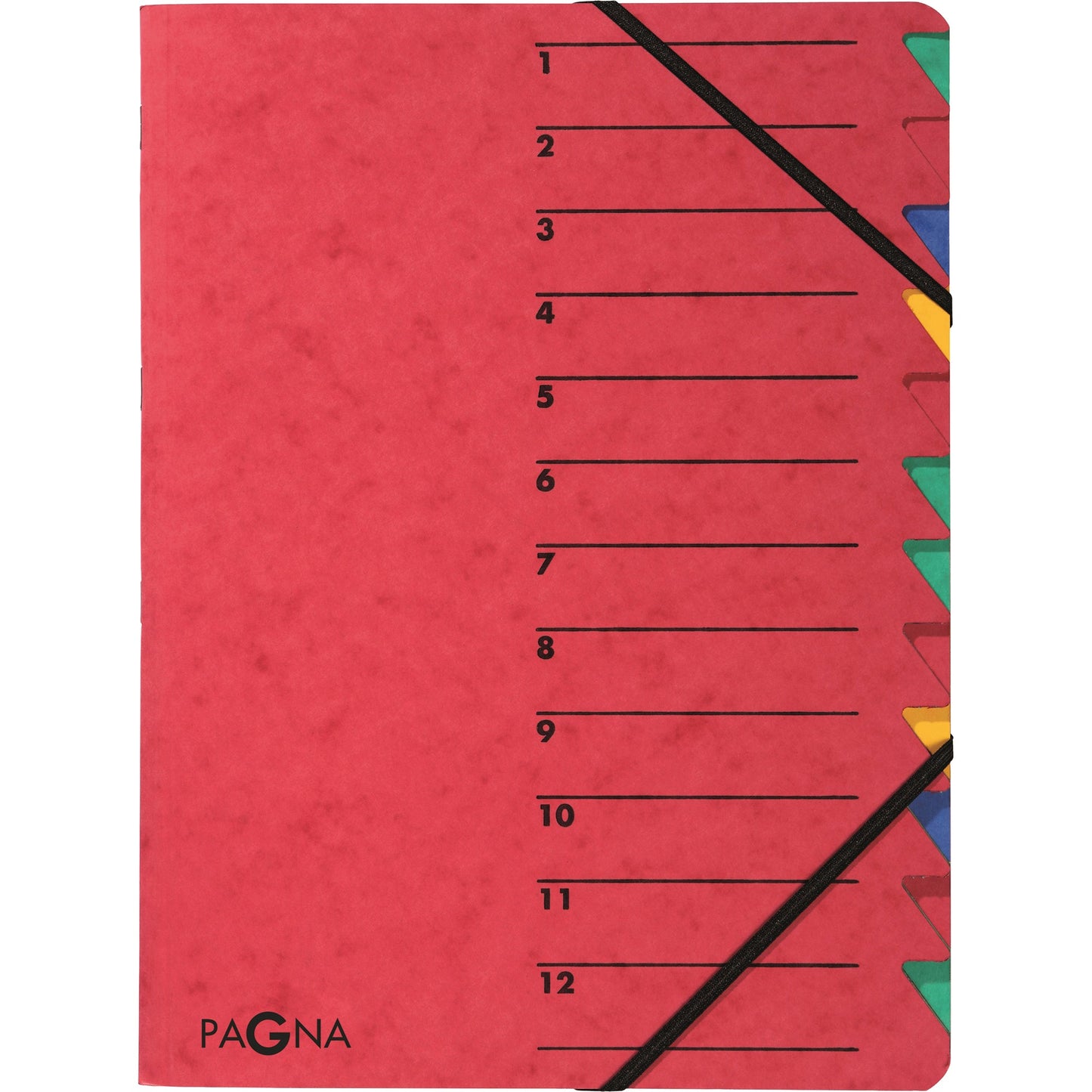 PAGNA Ordnungsmappe EASY DIN A4 225g/m² Pressspankarton Farbe: rot Farbe des Fächerblocks: mehrfarbig 12 Fächer