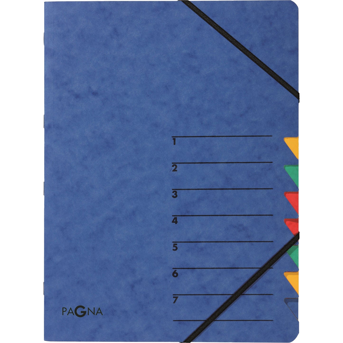 PAGNA Ordnungsmappe EASY DIN A4 225g/m² Pressspankarton Farbe: blau Farbe des Fächerblocks: mehrfarbig 7 Fächer
