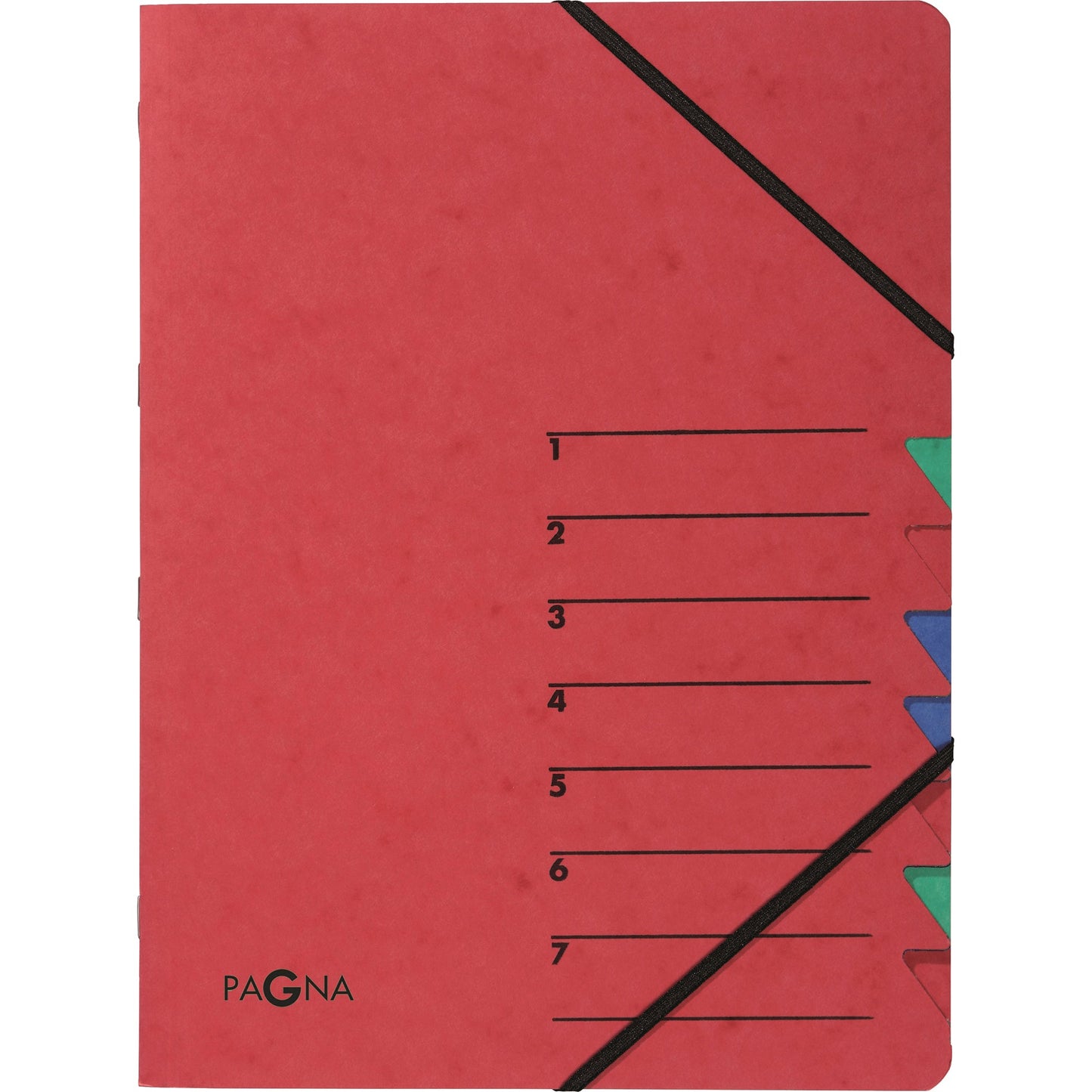 PAGNA Ordnungsmappe EASY DIN A4 225g/m² Pressspankarton Farbe: rot Farbe des Fächerblocks: mehrfarbig 7 Fächer