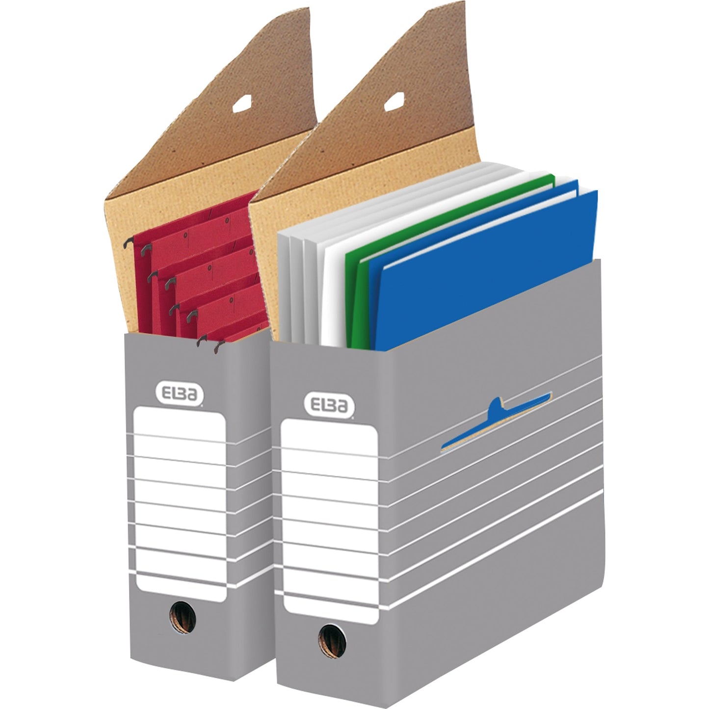 ELBA Archivschachtel tric 9,5 x 26,5 x 34 cm (B x H x T) DIN A4 mit Archivdruck Wellpappe grau/weiß