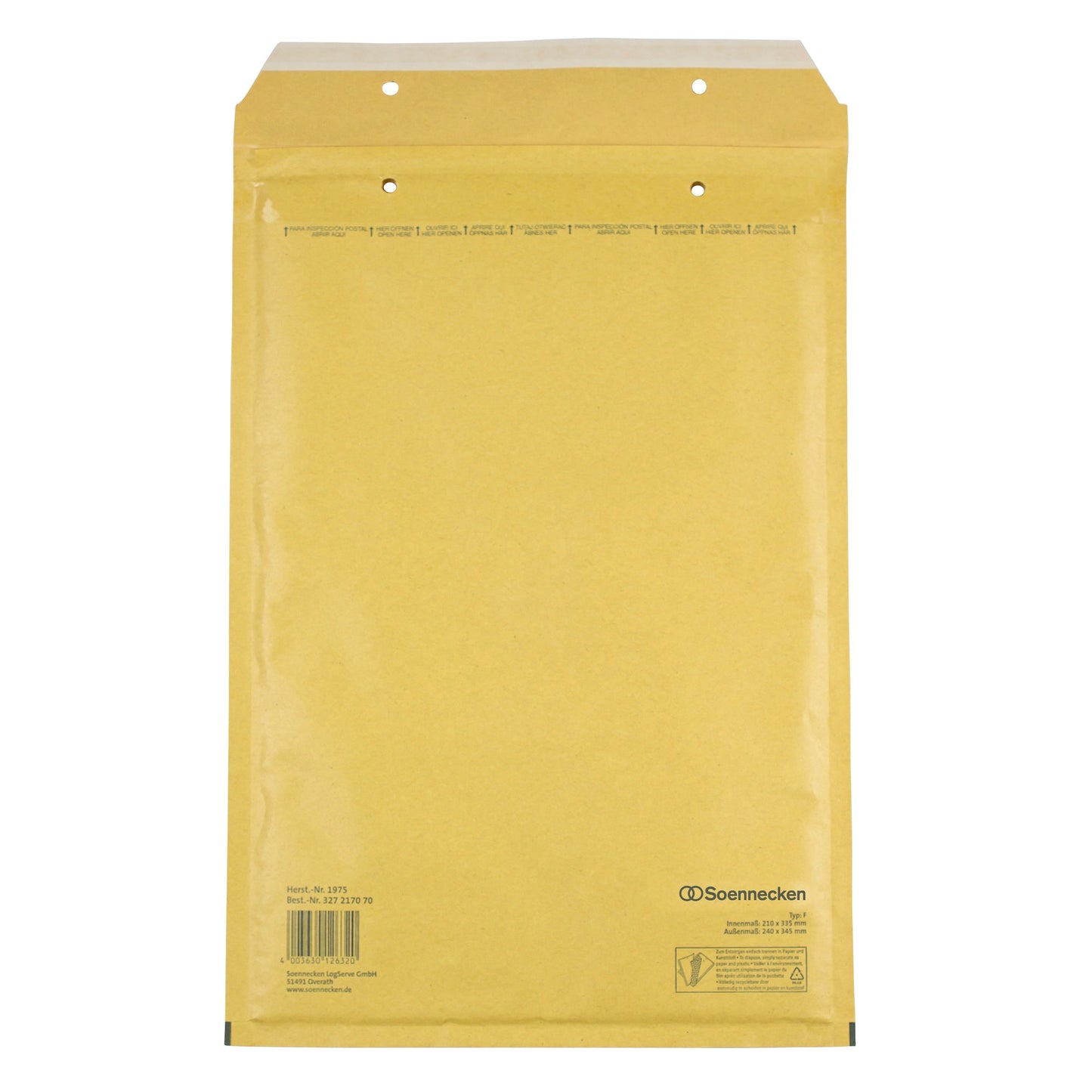 Soennecken Luftpolstertasche F/3 mit Haftklebung Kraftpapier natronbraun 100 St./Pack.