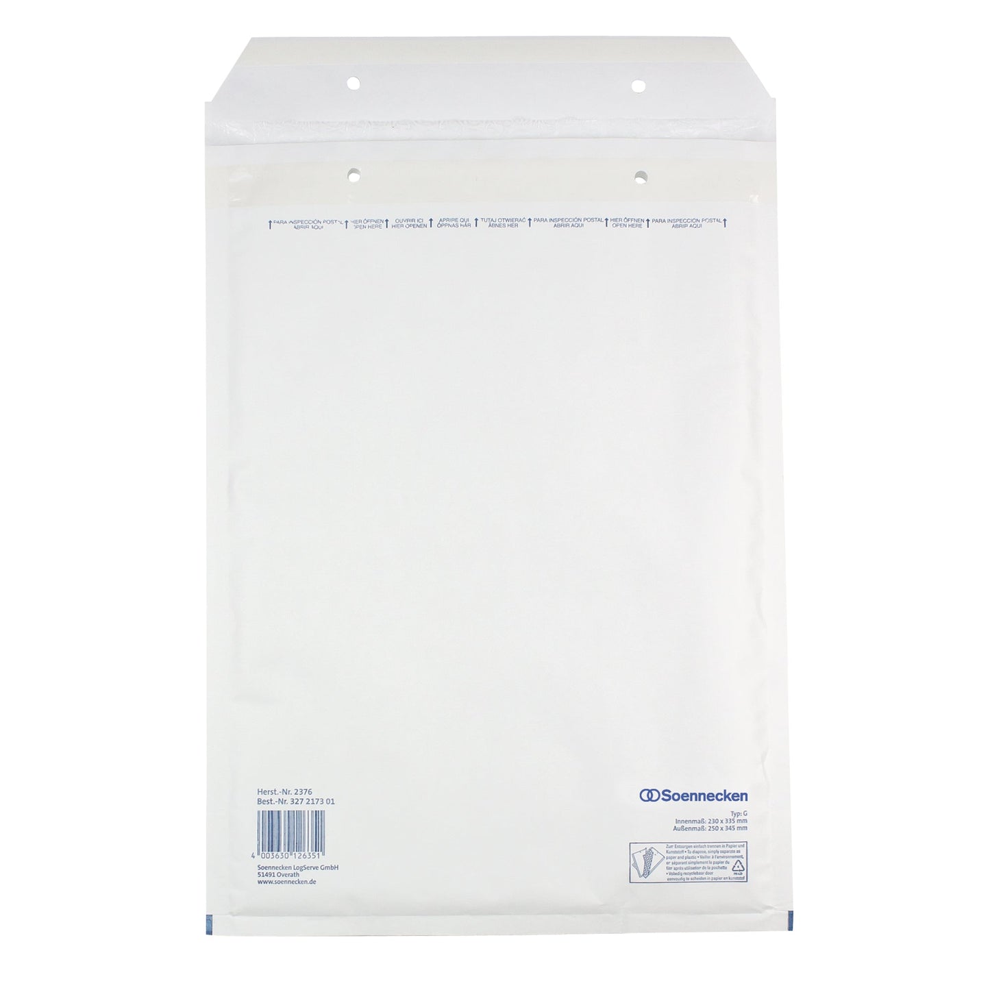 Soennecken Luftpolstertasche G/4 mit Haftklebung Kraftpapier weiß 100 St./Pack.
