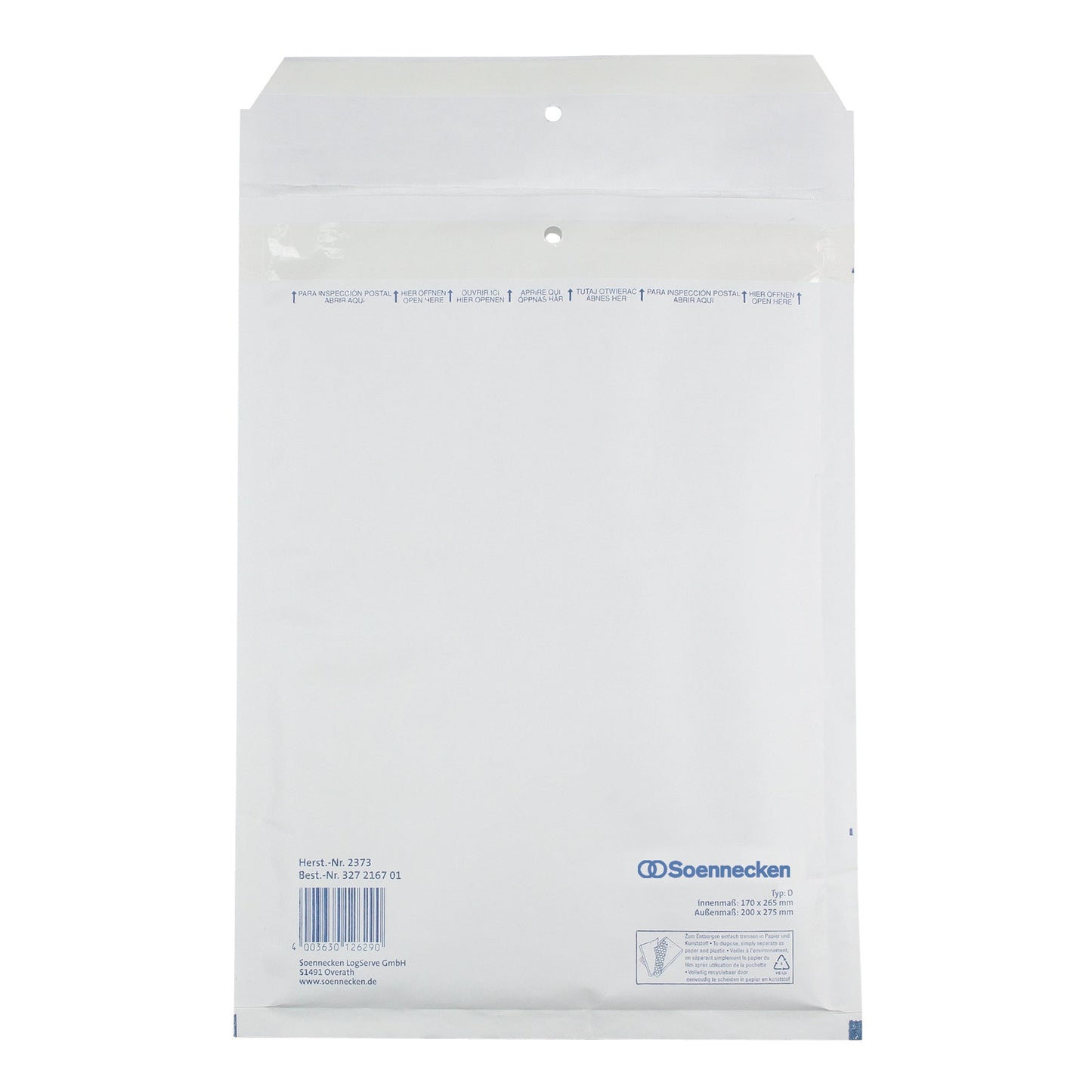Soennecken Luftpolstertasche D/1 mit Haftklebung Kraftpapier weiß 100 St./Pack.