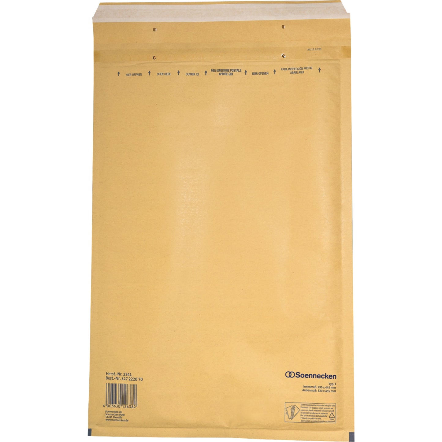 Soennecken Luftpolstertasche J/6 mit Haftklebung Kraftpapier natronbraun 50 St./Pack.
