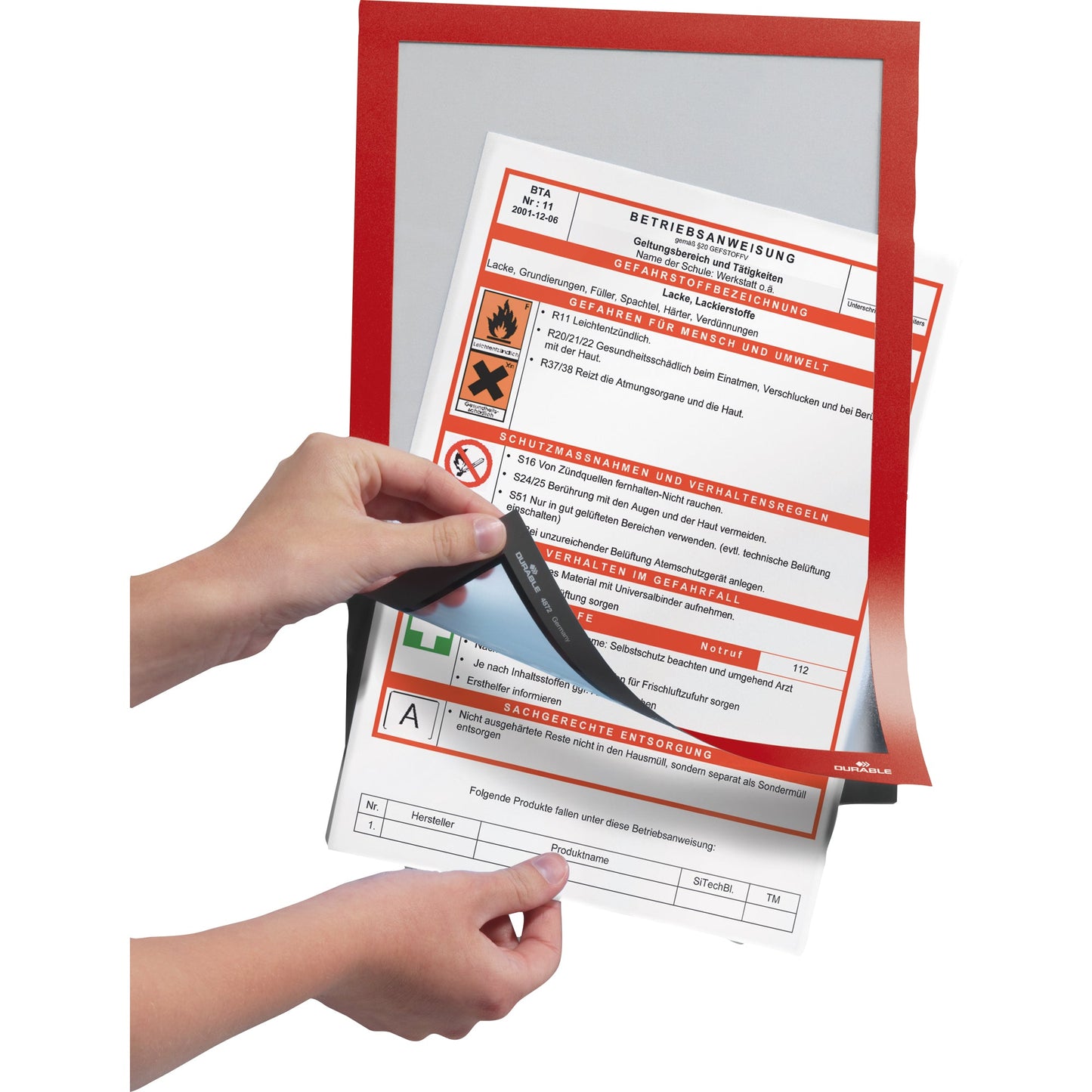 DURABLE Magnetrahmen DURAFRAME® DIN A4 Polypropylen/PVC rot 2 St./Pack.