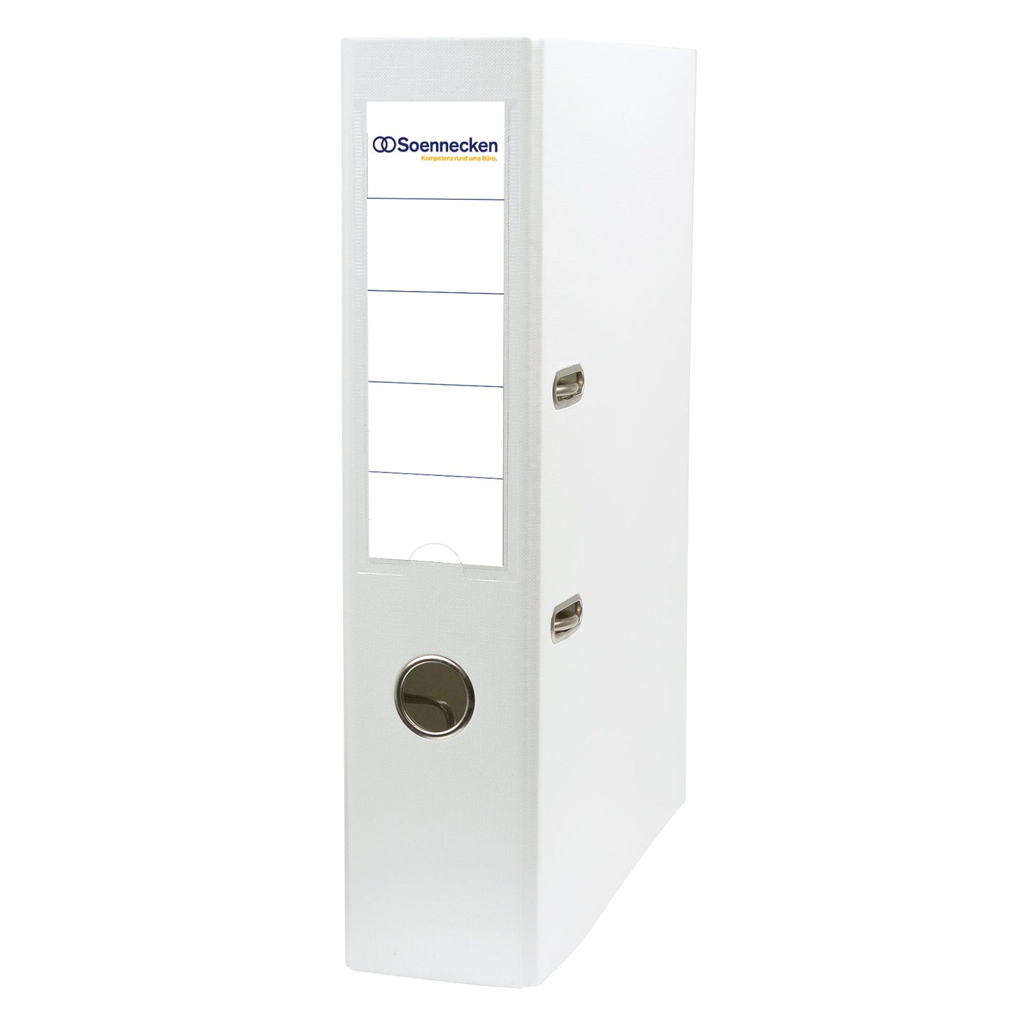 Soennecken Ordner 70mm DIN A4 Rückenschild: einsteckbar mit Schlitzen Werkstoff: Karton Material außen: Polypropylen Material innen: Papier weiß