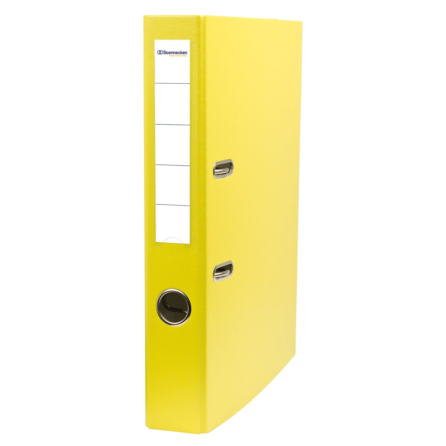 Soennecken Ordner 50mm DIN A4 Rückenschild: einsteckbar mit Schlitzen Werkstoff: Karton Material außen: Polypropylen Material innen: Papier gelb