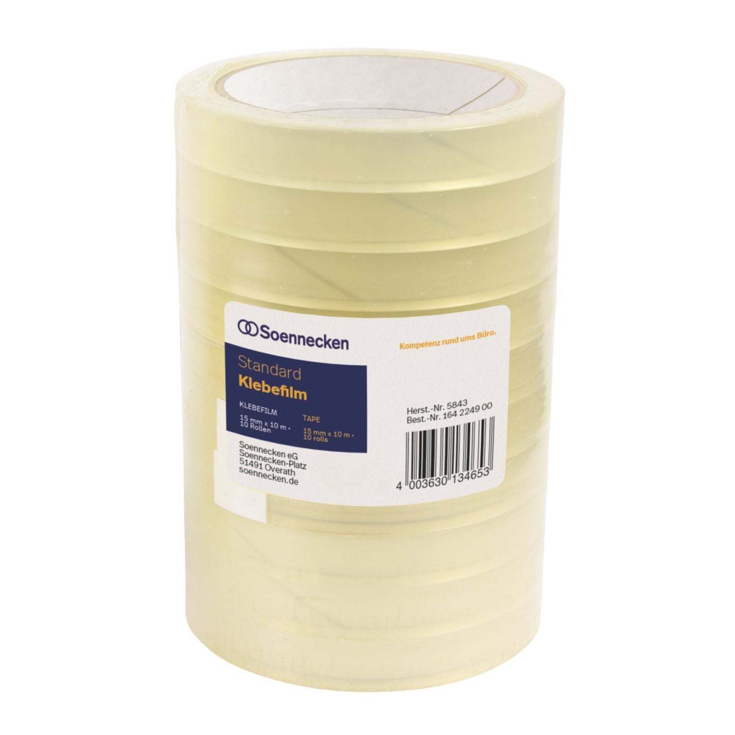 Soennecken Klebefilm 15 mm x 66 m (B x L) einseitig klebend ohne Lösungsmittel Polypropylen transparent 10 St./Pack.