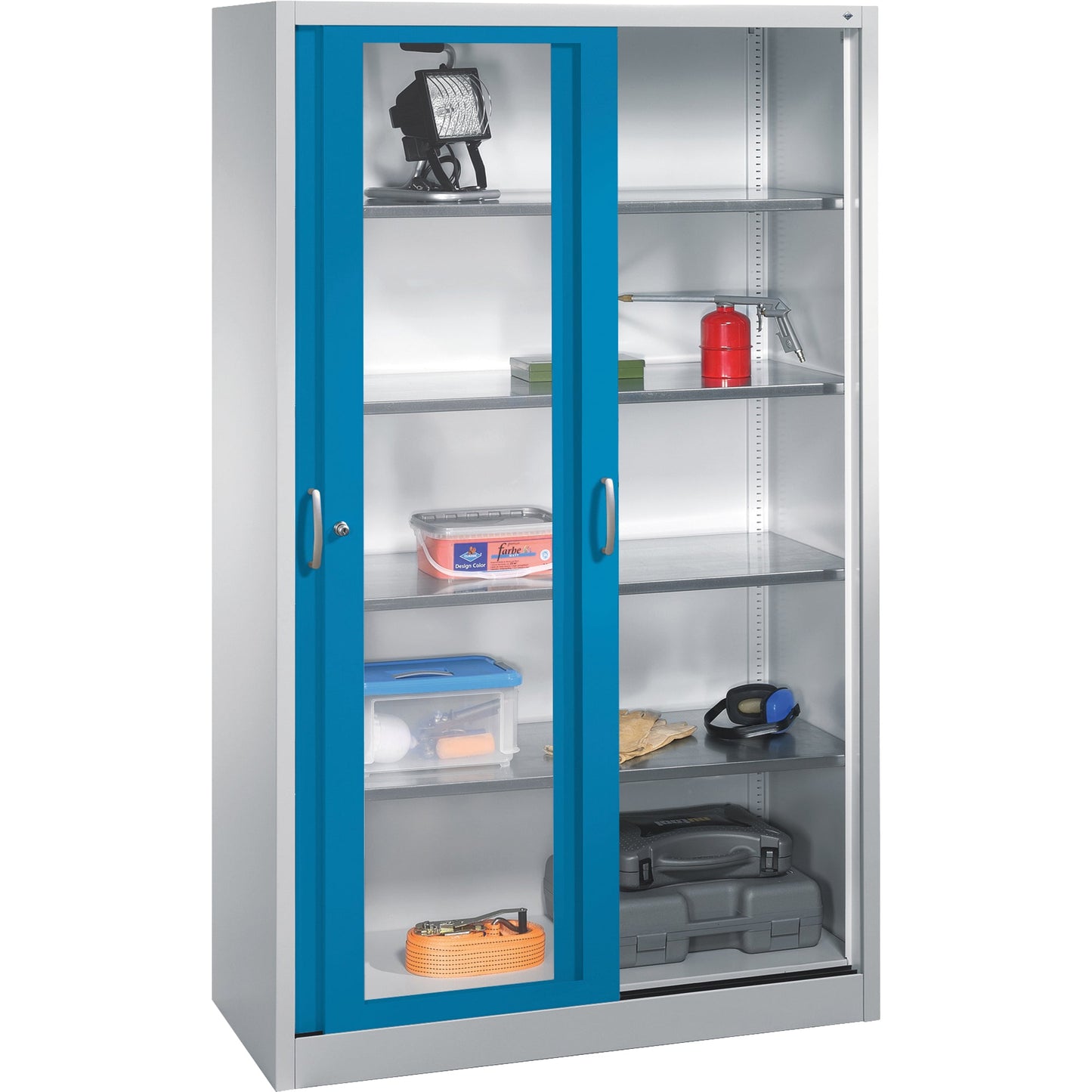 C+P Werkzeugschrank Acurado 1.200 x 1.950 x 500 mm (B x H x T) Stahl, lackiert Farbe der Front: lichtblau Farbe des Korpus: lichtgrau