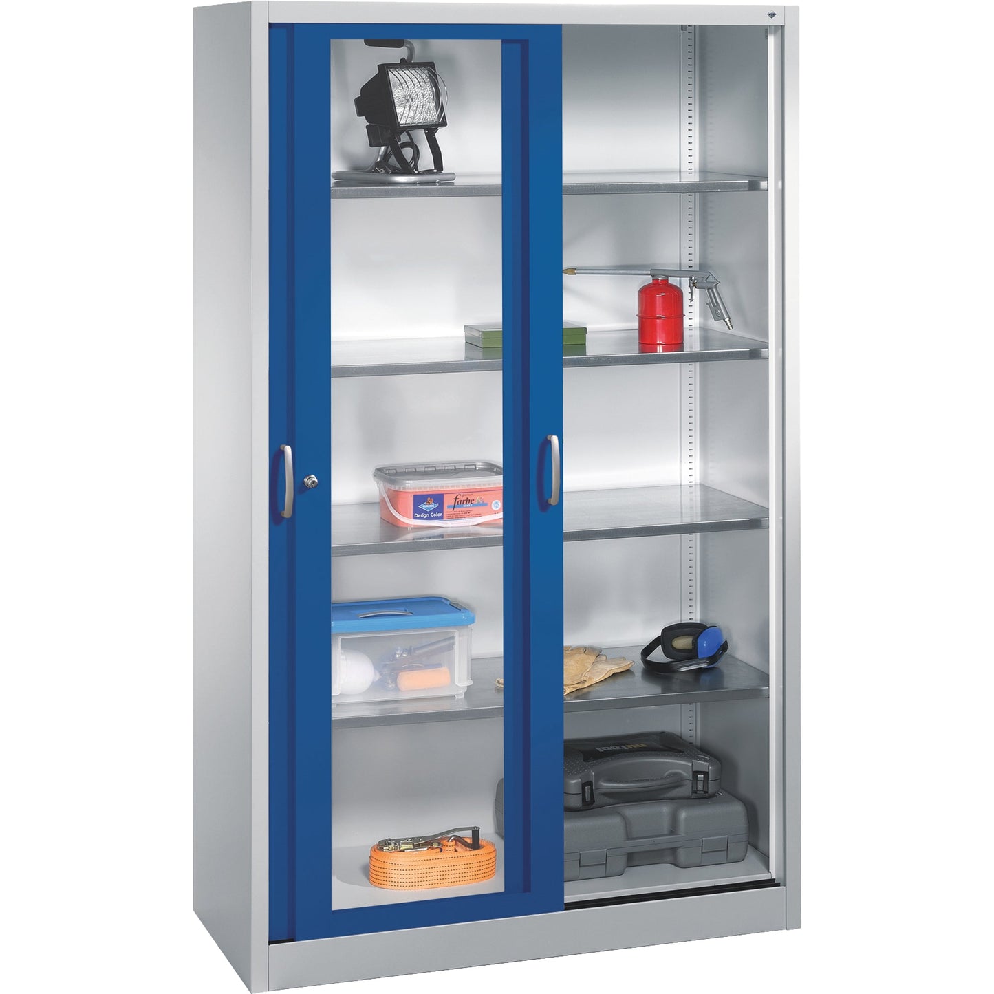 C+P Werkzeugschrank Acurado 1.200 x 1.950 x 500 mm (B x H x T) Stahl, lackiert Farbe der Front: enzianblau Farbe des Korpus: lichtgrau