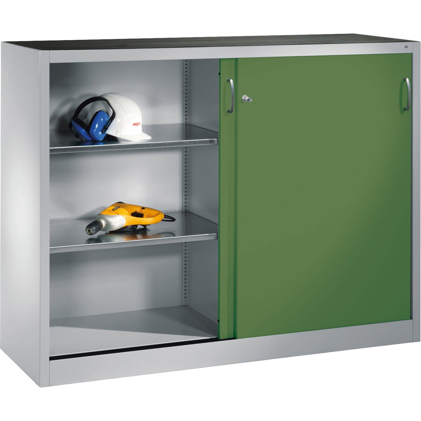 C+P Werkzeugschrank Acurado 1.600 x 1.200 x 400 mm (B x H x T) Stahl, lackiert Farbe der Front: resedagrün Farbe des Korpus: lichtgrau